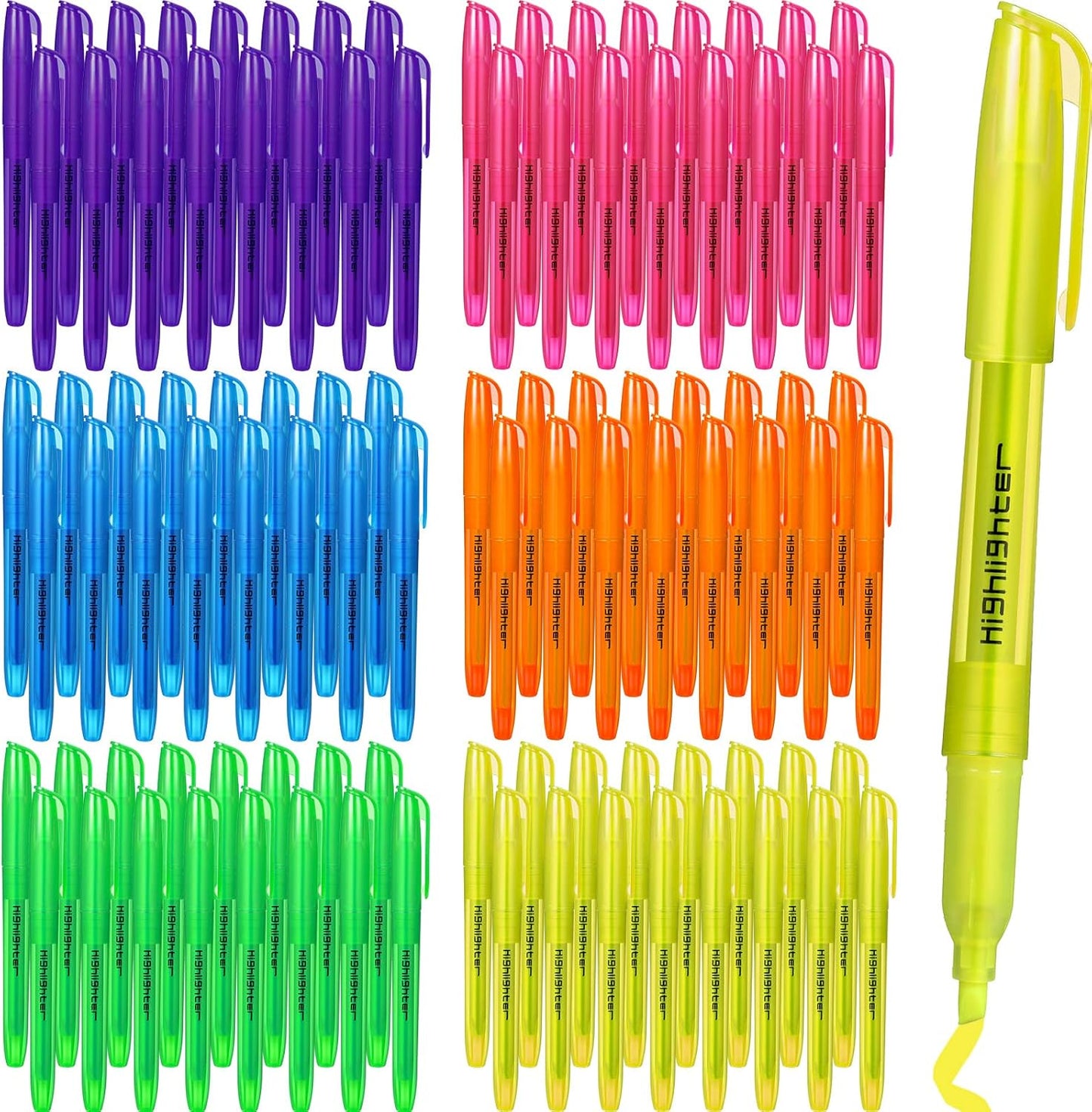 Thenshop 96 Pcs Highlighter Bulk Pack Assorted Colors Highlighter Markers Chisel Tip Fluorescent Pens for Office Classroom Back to School Supplies