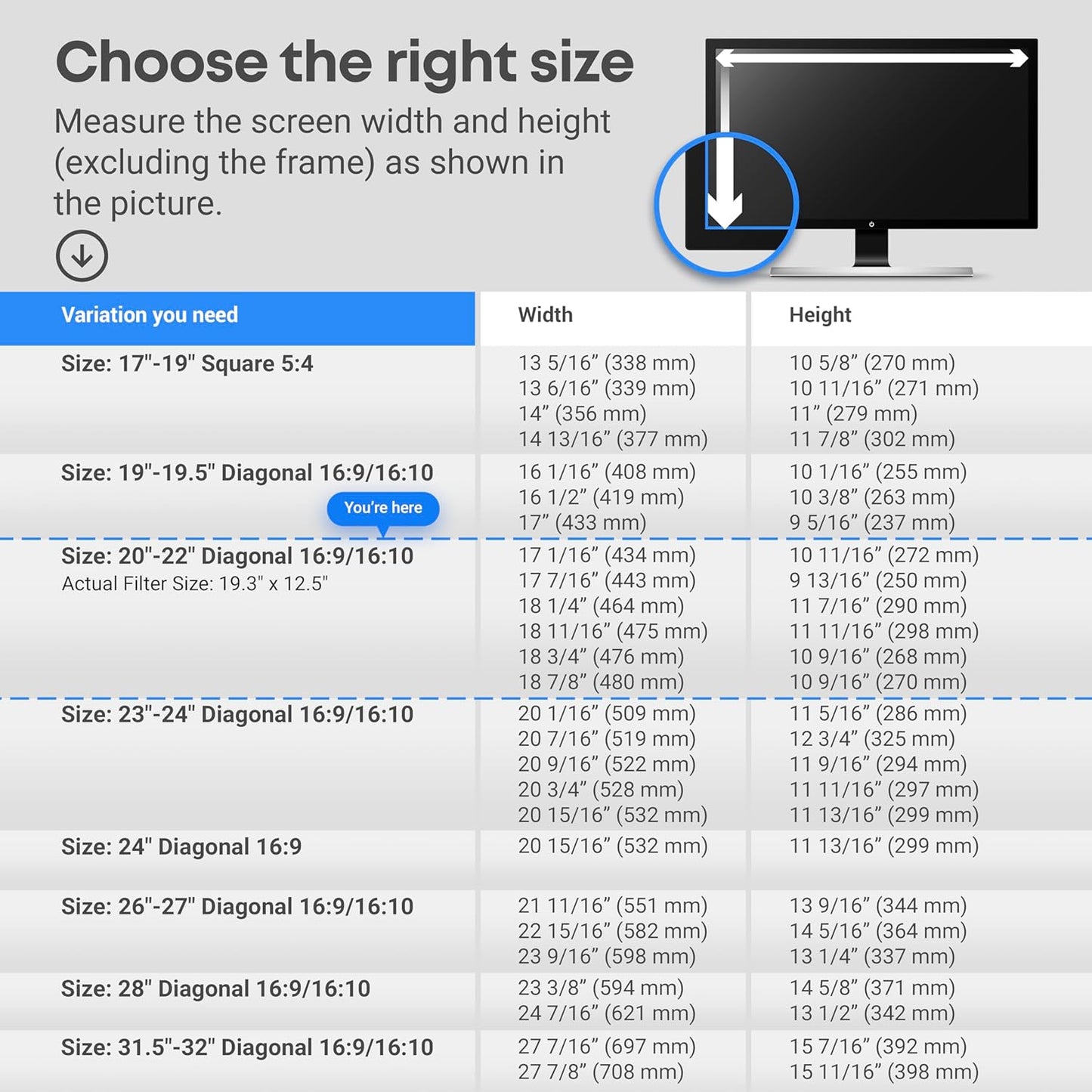 VINTEZ Blue Light Screen Protector for 20, 21.5, 21.6, 22 Inch Computer Monitor and Laptop – Anti-UV Blue Light Blocking Film for Desktop PC, Eye Protection Filter, 19.3" x 12.5", 1 Pack