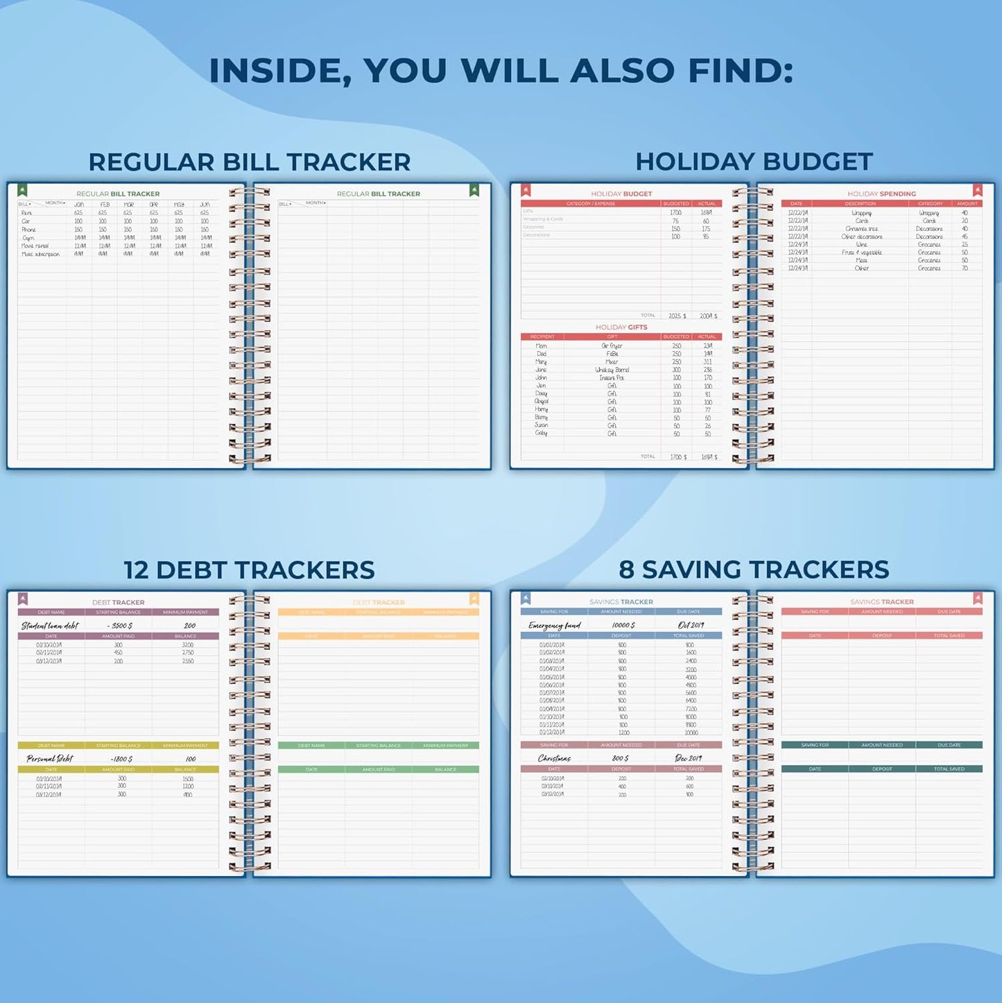 Clever Fox Budget Planner – Coiled Finance Book, Monthly Financial Journal, Budgeting Organizer & Expense Tracker Notebook, 8.5x9.5″ (Mystic Blue)