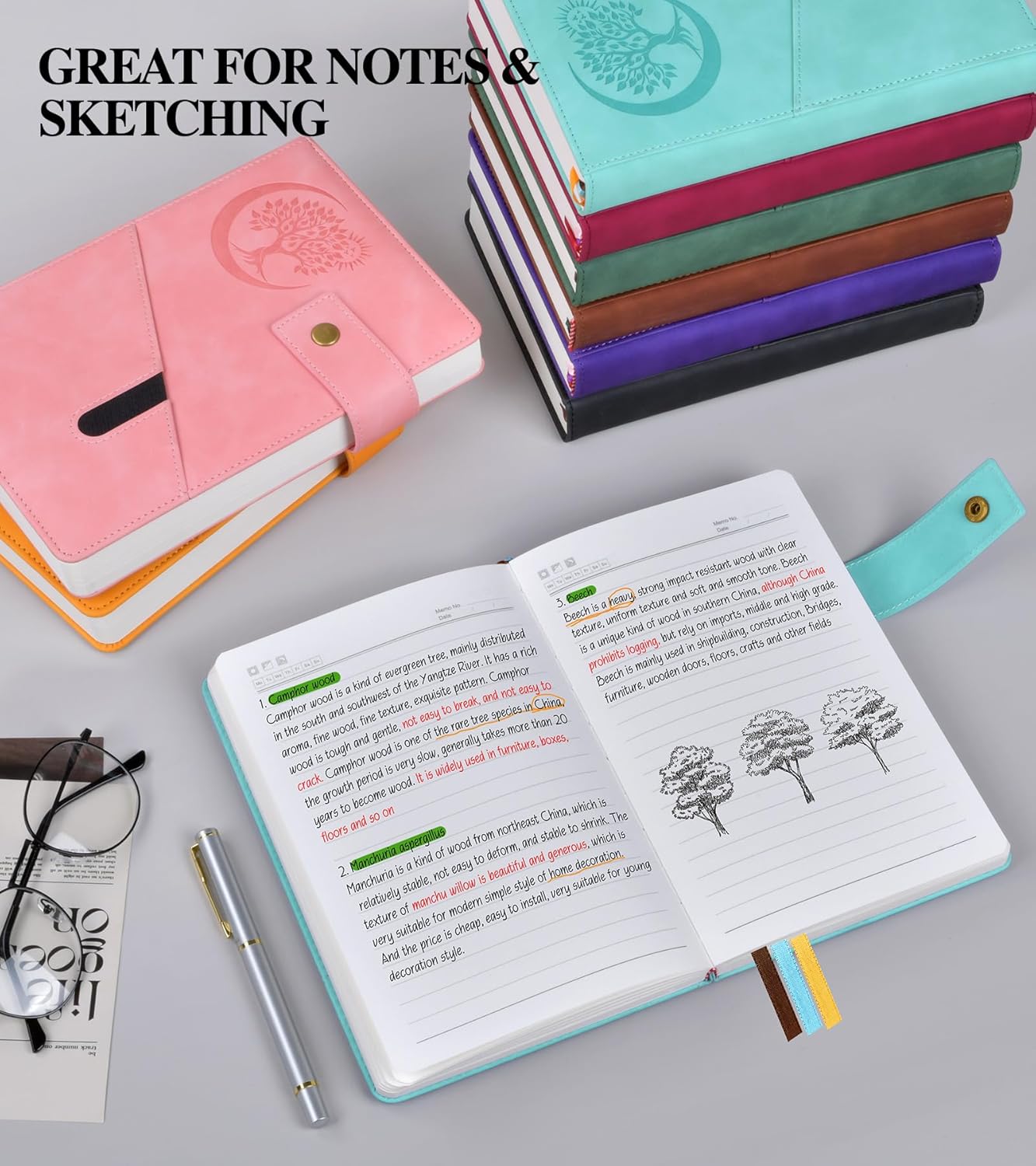 Lined Journal Notebook for Men, A5 Leather Journals for Writing Women, Hardcover Notebooks for Work,School,Note Taking,Travel,Business,Personal daily Diary,200 Page College Ruled (5.9" x 8.4")