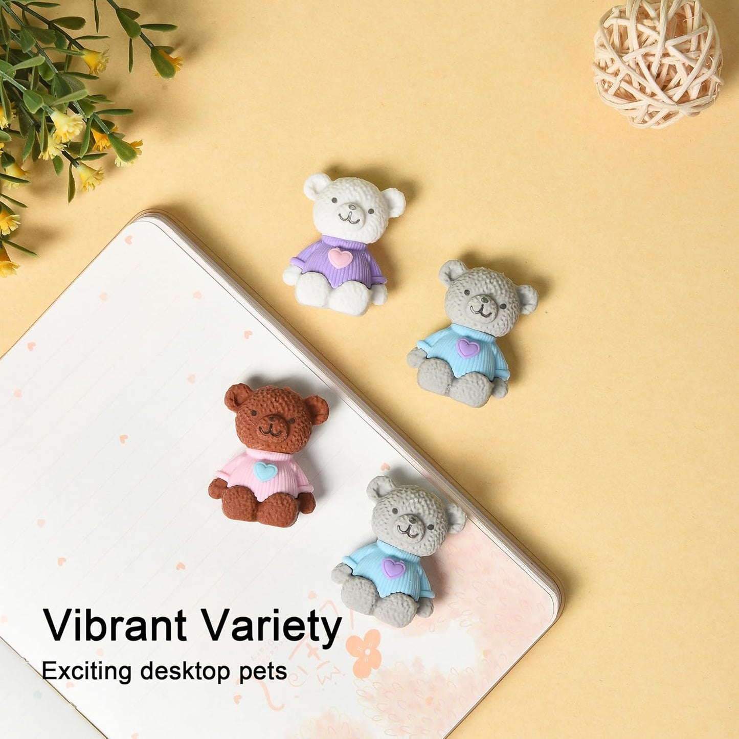 18Pcs Pencil Top Erasers for Kids, 3D Cute Bear Pencil Toppers, Bulk Fun Pencil Cap Easters for School Classroom Supplies Prize Gifts Party Favors