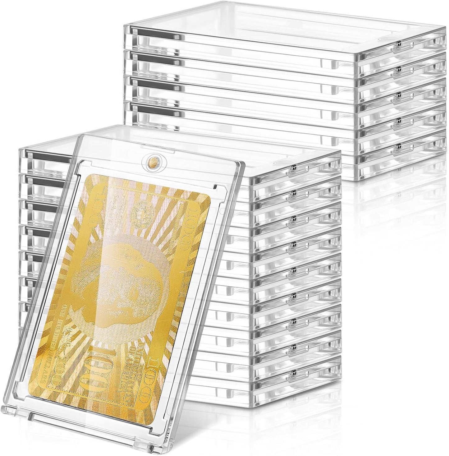 SATINIOR 15 Pcs 100 Pt Magnetic Card Holder, Holder Case Clear Protectors for Thick Baseball Football Hockey Cards