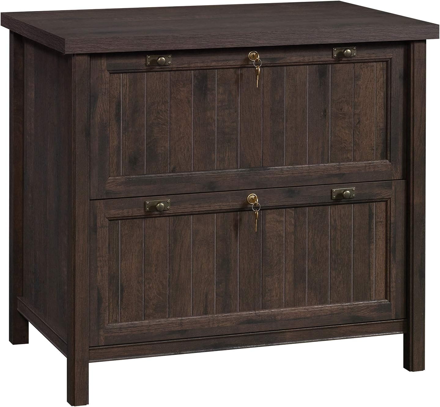 Sauder Costa Lateral File Cabinet, 2-Drawer, Coffee Oak, Locking, Rustic Cottage Style