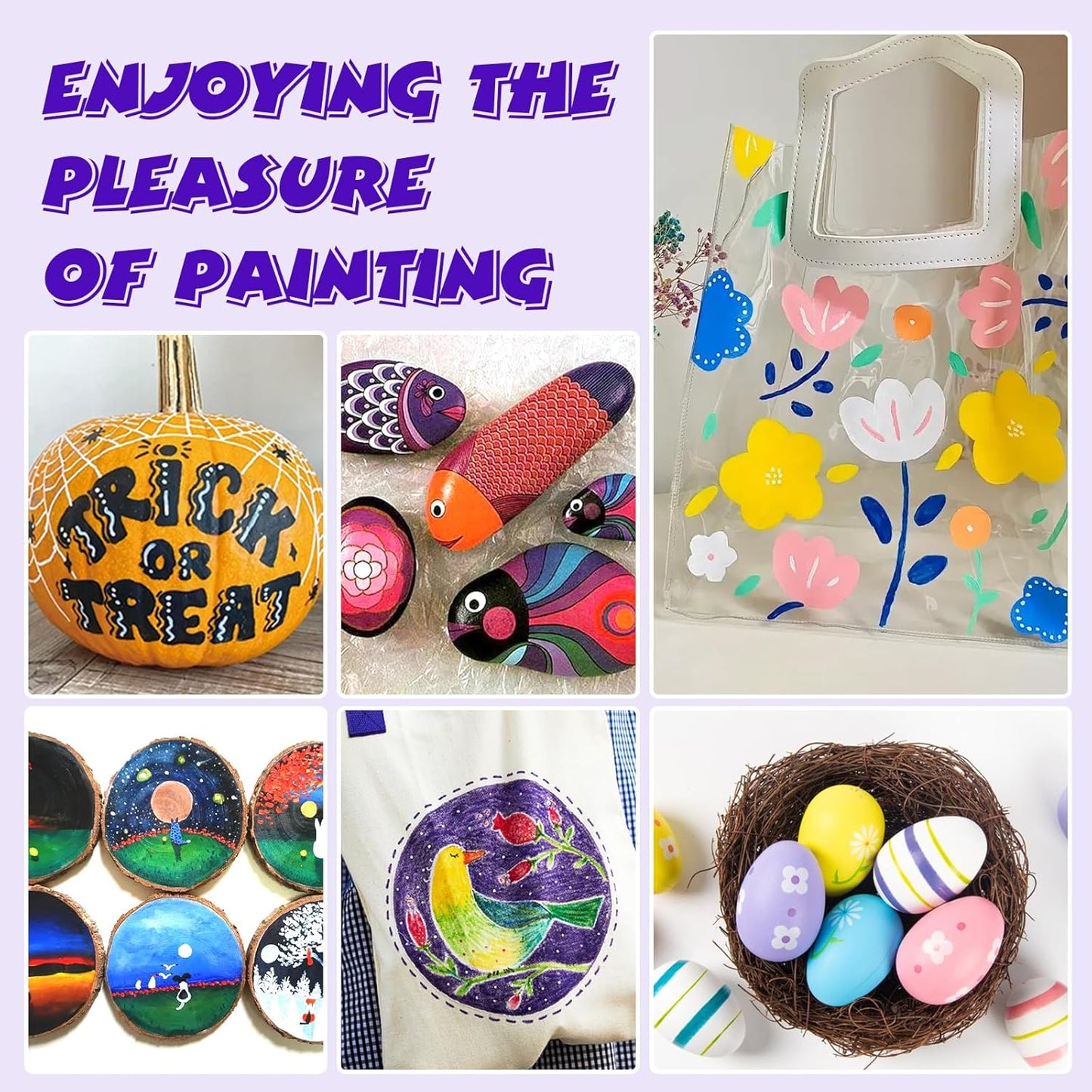 FUMILE 48 Colors Acrylic Paint Marker Dual Tip(Fine and Dot Tip), Paint Pens Acrylic Markers for Wood, Rock, Plastic, Glass, Ceramic, Canvas.Acrylic Markers Set for DIY Christmas Card and Art