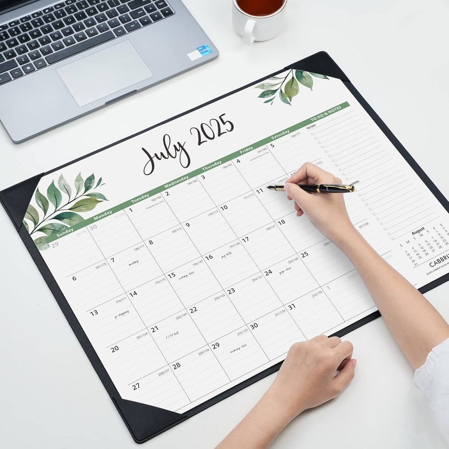 Large Desk Calendar 2025-2026 with Desktop Mat, Cabbrix Desk Pad Calendar 22 x 17 Inch Covering July 2025 to December 2026, Desk Blotter Calendar 2025 for Home School and Office