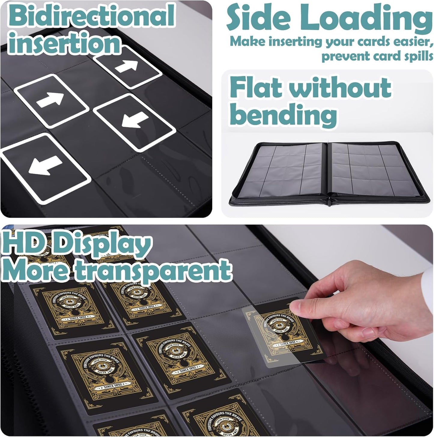 1000+ Pockets Trading Card Binder, 16 Pockets Trading Card Binder Ringless Side Loading Trading Card Album Folder for TCG,MTG,Sports Cards(Light green)