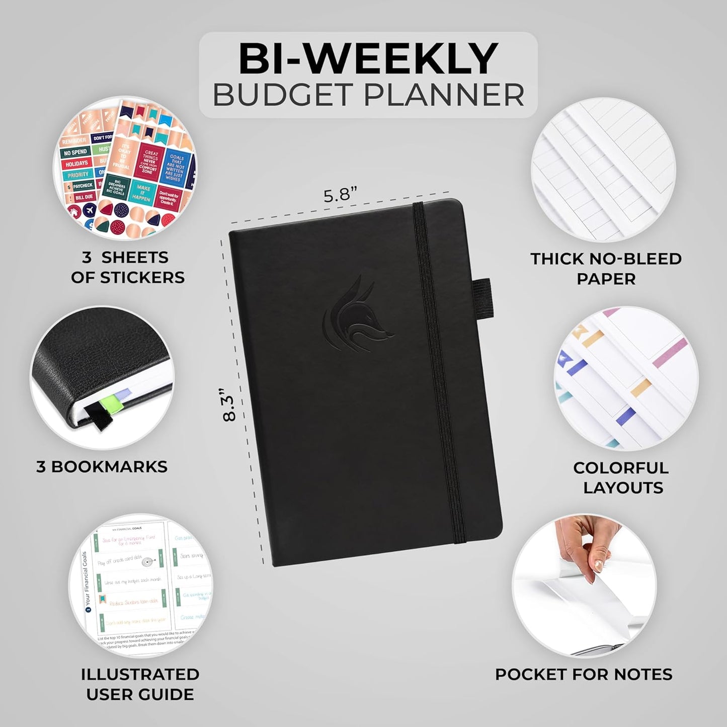 Clever Fox Bi Weekly Budget Planner – Undated Financial Organizer Book – Expense Tracker, Budgeting & Bill Notebook, A5 (Black)