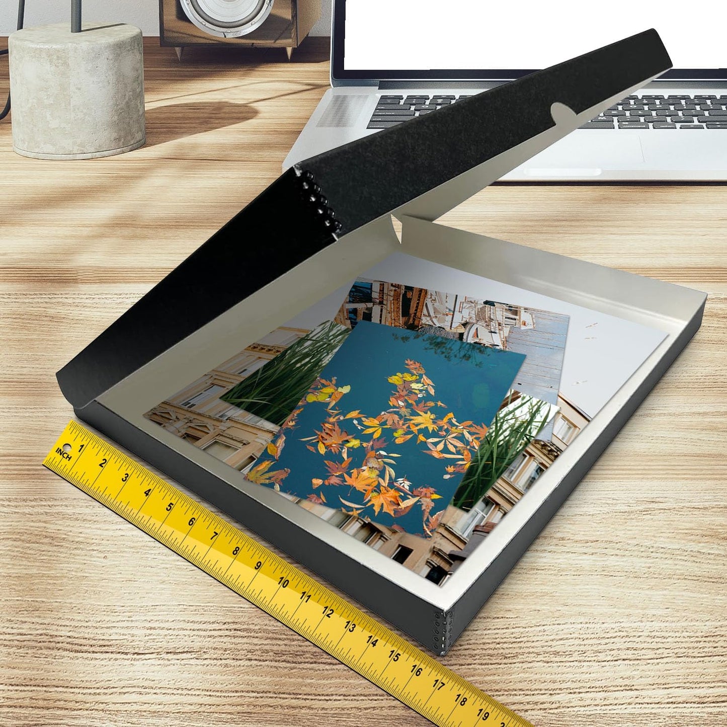 Golden State Art, Archival Folio Storage Box 16x20, Clamshell Design with Metal Edge, Preserve And Store Photos Documents Cards Prints Arts Crafts DIY, Black