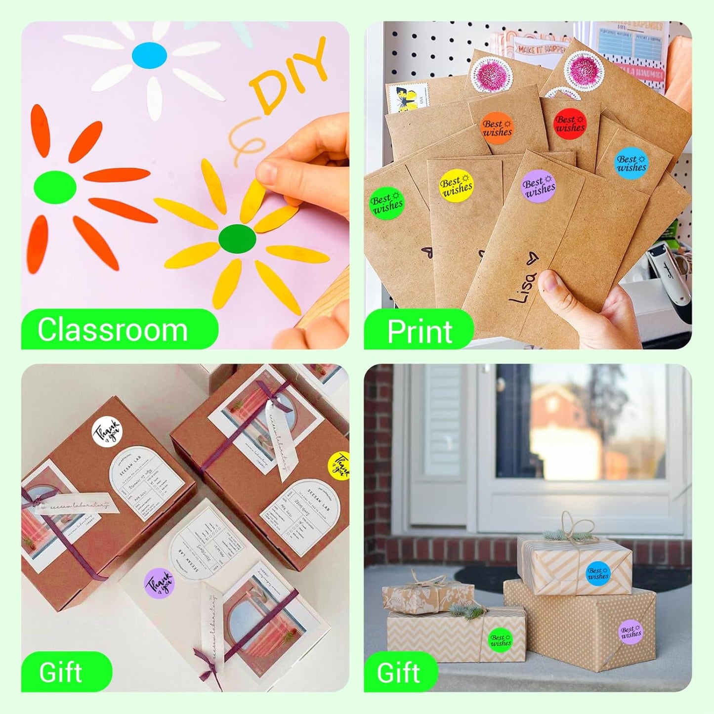 1 Inch Circle Dot Stickers 1000 PCS Color Coding Thermal Labels Dots Writable Printable Small Round Stickers for Office, Classroom, Inventory, Garage, Organizing Storage, Fluorescent Green