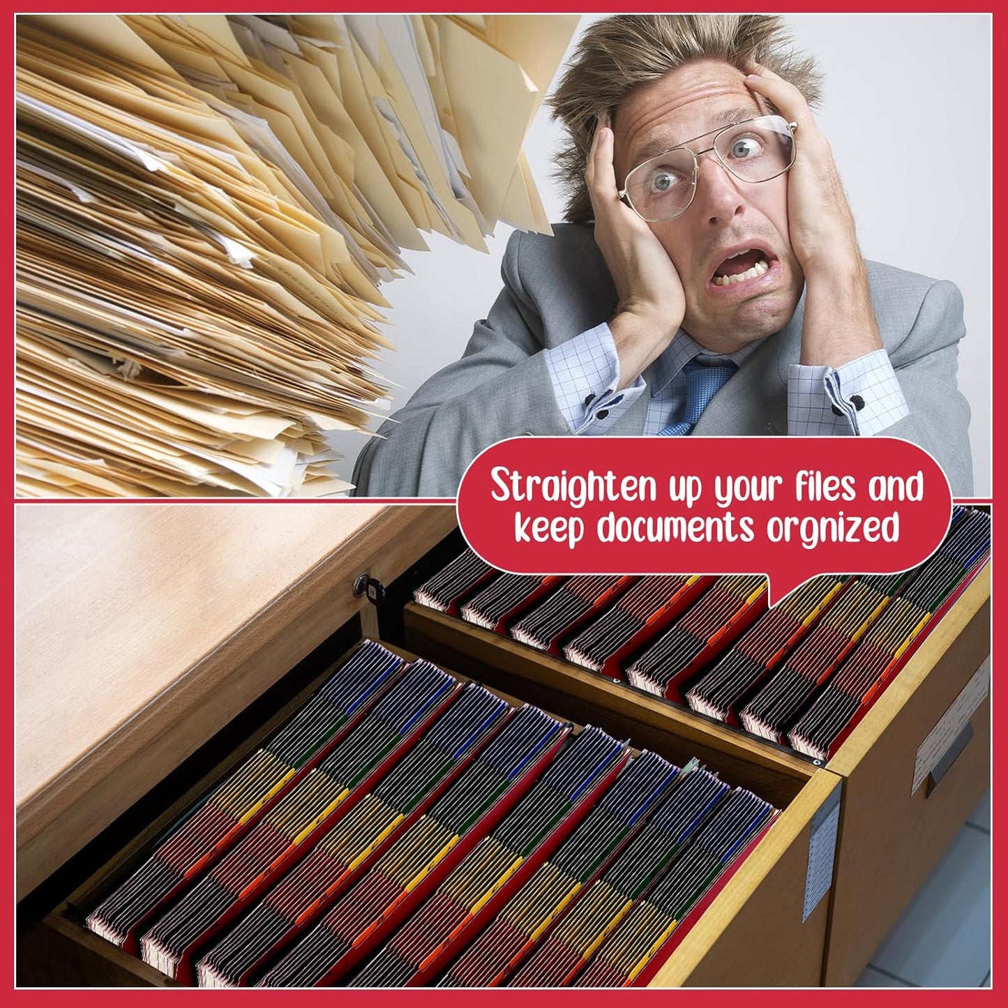 2 Set 50 Pcs Alphabet File Dividers Top Tab File Guides Set, Heavyweight A-z Letter Size Filing Cabinet Dividers 1/5 Cut Tab Desk Organizer for Work School Office