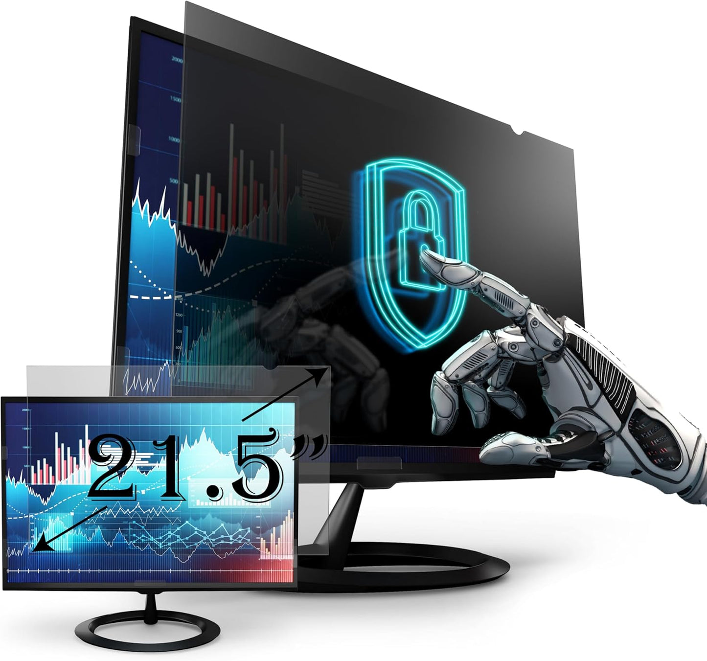 [2 Pack] Premium Privacy Screen Filter for 21.5 Inches Desktop Computer Widescreen Monitor with Aspect Ratio 16:09. Anti Glare and Anti Blue Light Protection