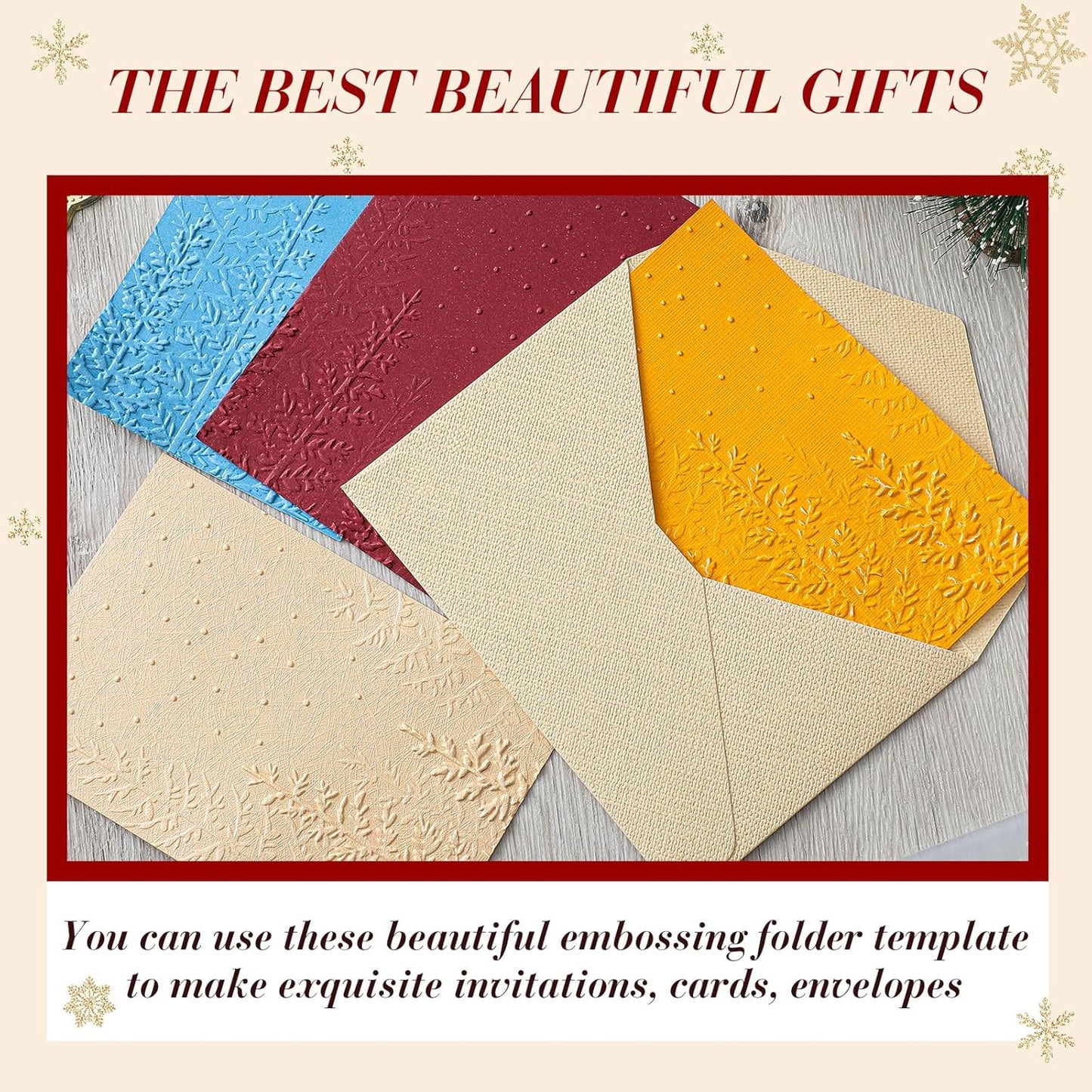 Geiserailie 8 Pieces Embossing Folders Embossing Machine Template Paper Card Heart Folders for Card Making DIY Flower Scrapbook Photo Album Craft Decoration 5.9 x 4.1 Inch(1 Pcs,Christmas Tree Style)