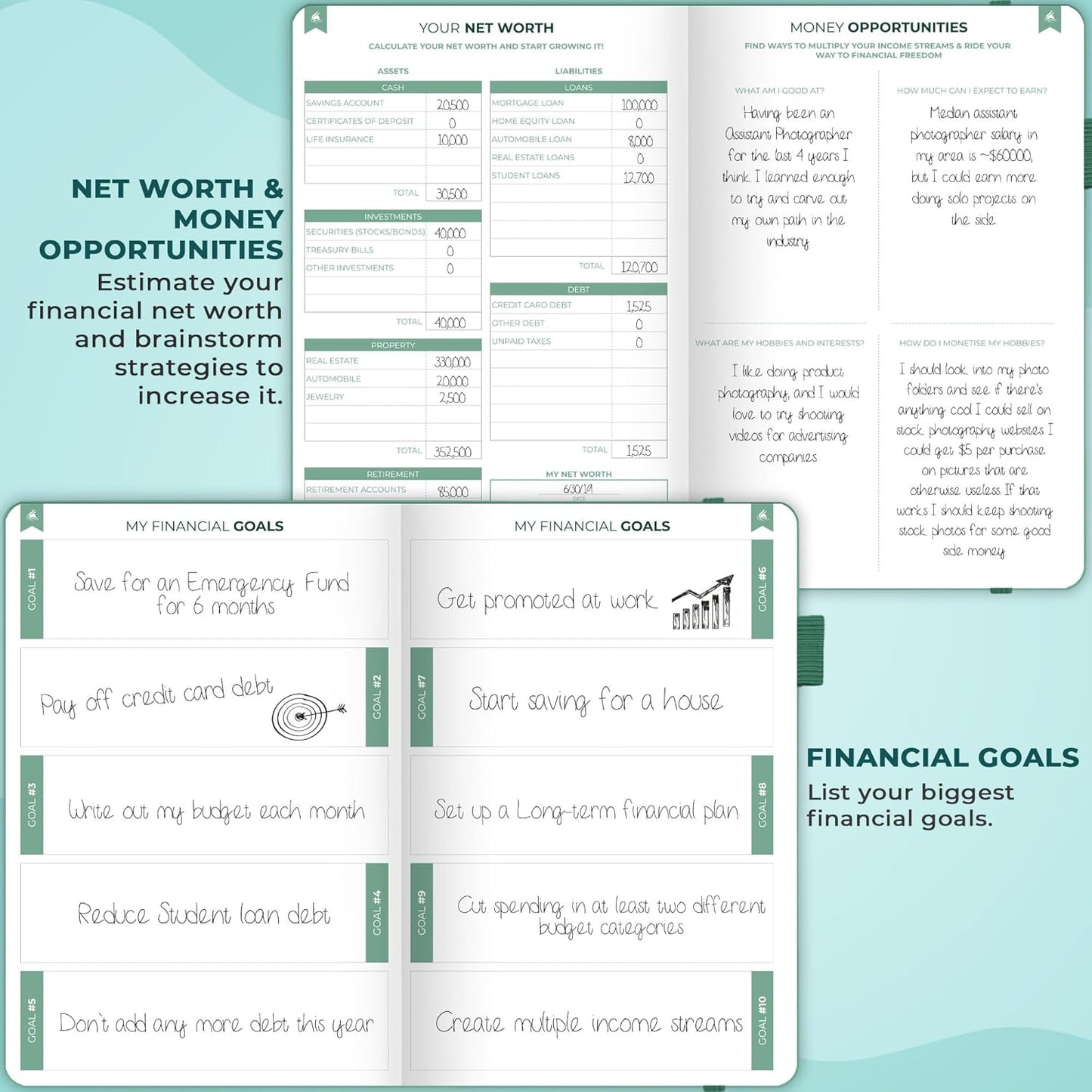Clever Fox Bi Weekly Budget Planner – Undated Financial Organizer Book – Expense Tracker, Budgeting & Bill Notebook, A5 (Turquoise)