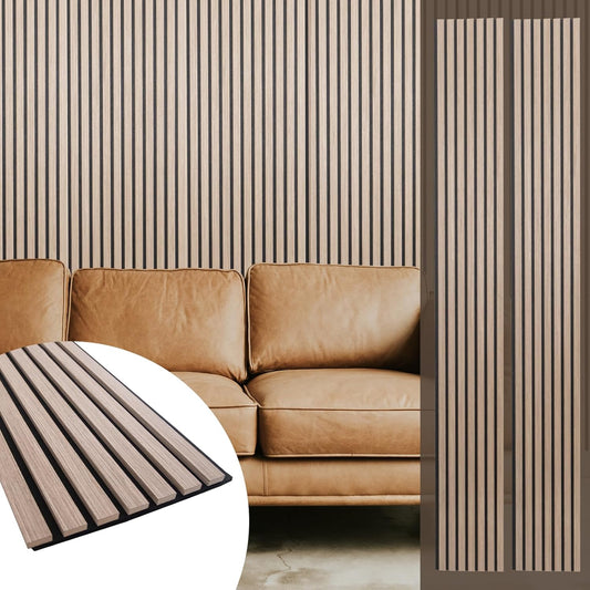 Yuzzy Wood Panels for Wall and Ceiling - 108 x 11 Inch Wood Slat Acoustic Panels 2 PCS - Modern Sound Absorbing Wall Panels for Interior Wall Decor for Home, Office, Studio - Rustic Walnut