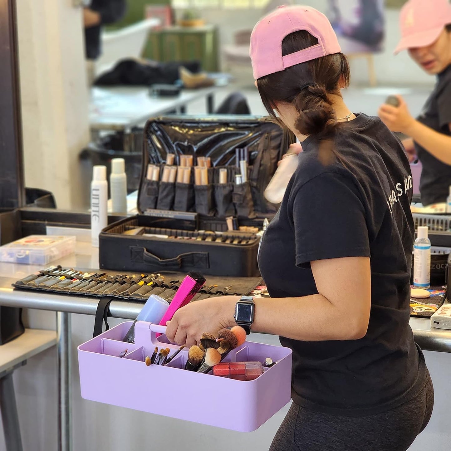 -Large Portable Caddy, DIY Dividers, 8 Compartments, School Office Supplies Home Business Basket with Handle Storage Modern Made in USA (6 PACK, Lavender)