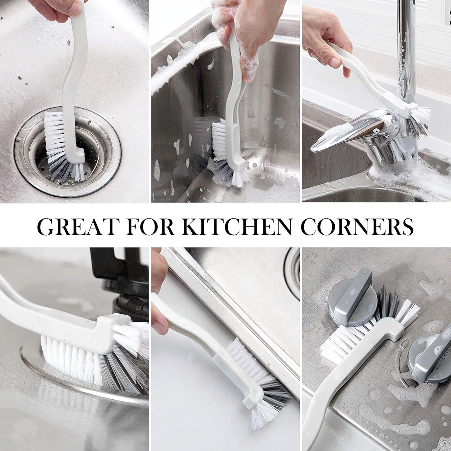 2 Pcs Cleaning Brush Small Scrub Brush for Cleaning Sink Scrub Brush with Handle, Bathroom Kitchen Edge Corner Grout Cleaning Brushes for Household Use, Window Track Cleaning Brush