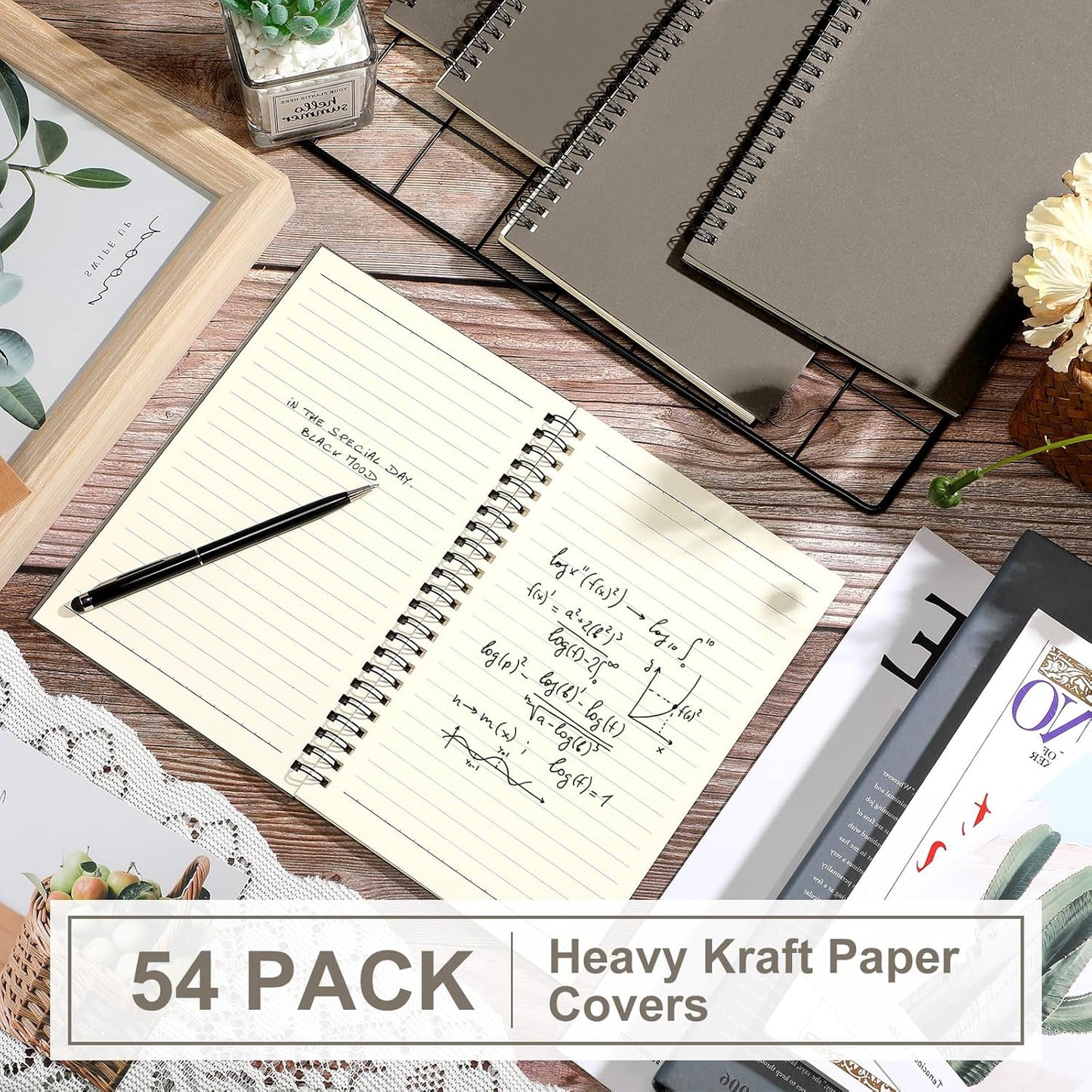 Yahenda Spiral Notebook Bulk A5 Journal Lined 8.3'' x 5.5'' Writing Composition Paper Small Notepad Subject Notebook for Students Office Business Back to School Supplies(Dark Gray,54 Pcs)