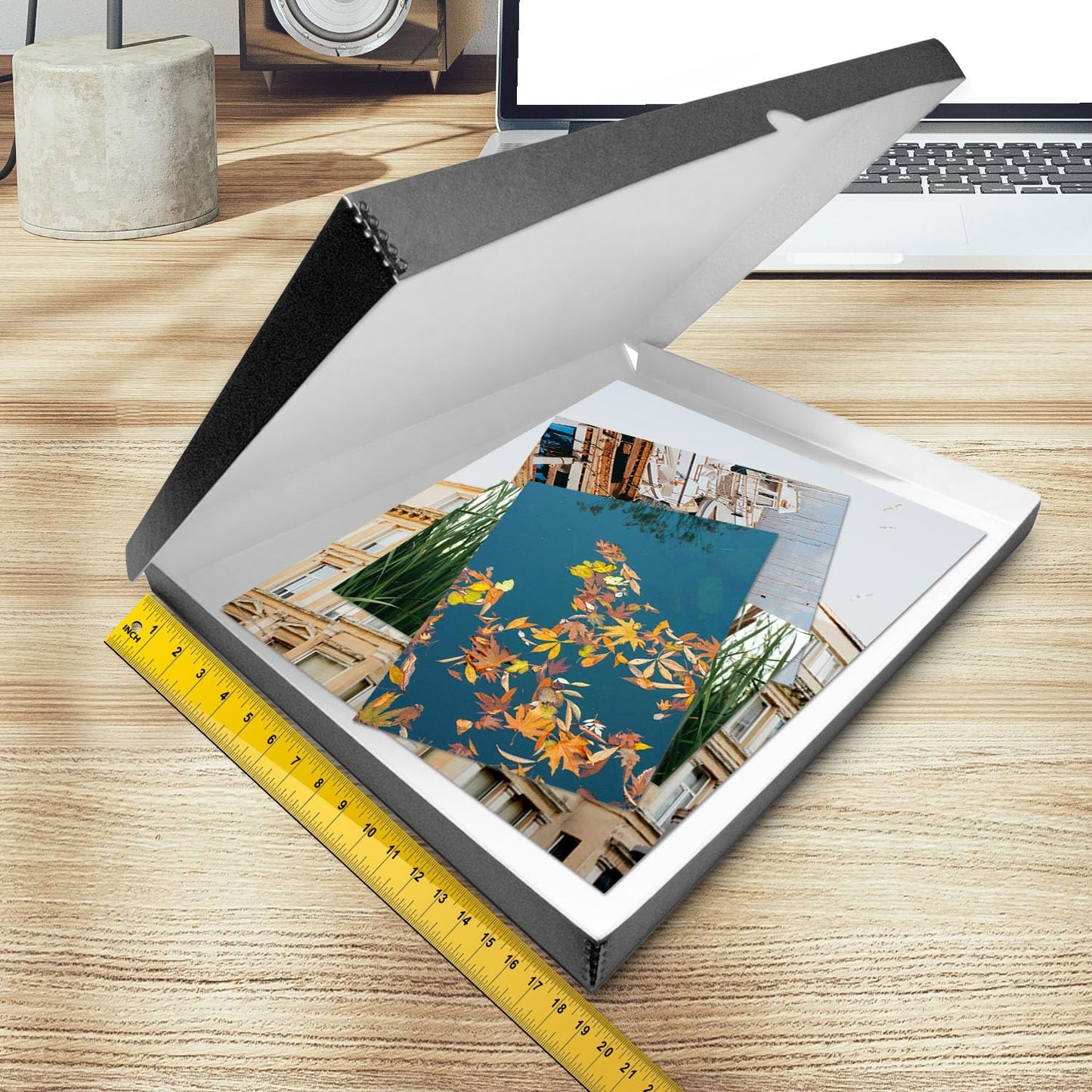 Golden State Art, Archival Folio Storage Box 18x24, Clamshell Design with Metal Edge, Preserve And Store Photos Documents Cards Prints Arts Crafts DIY, Black