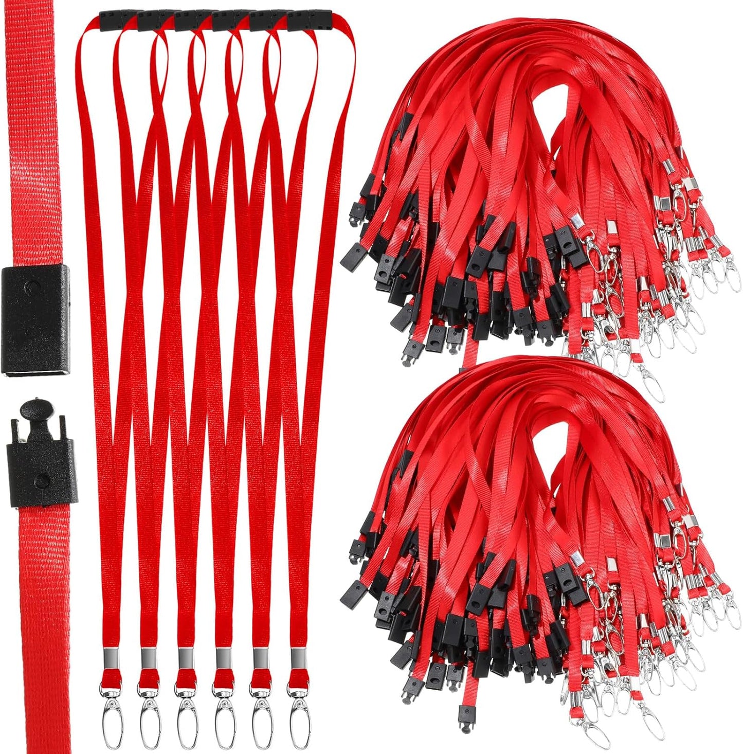 Harloon 150 Pcs Lanyards Breakaway Bulk Neck Flat Lanyard with Detachable Buckle and Clip Swivel Hooks for Badge Holder