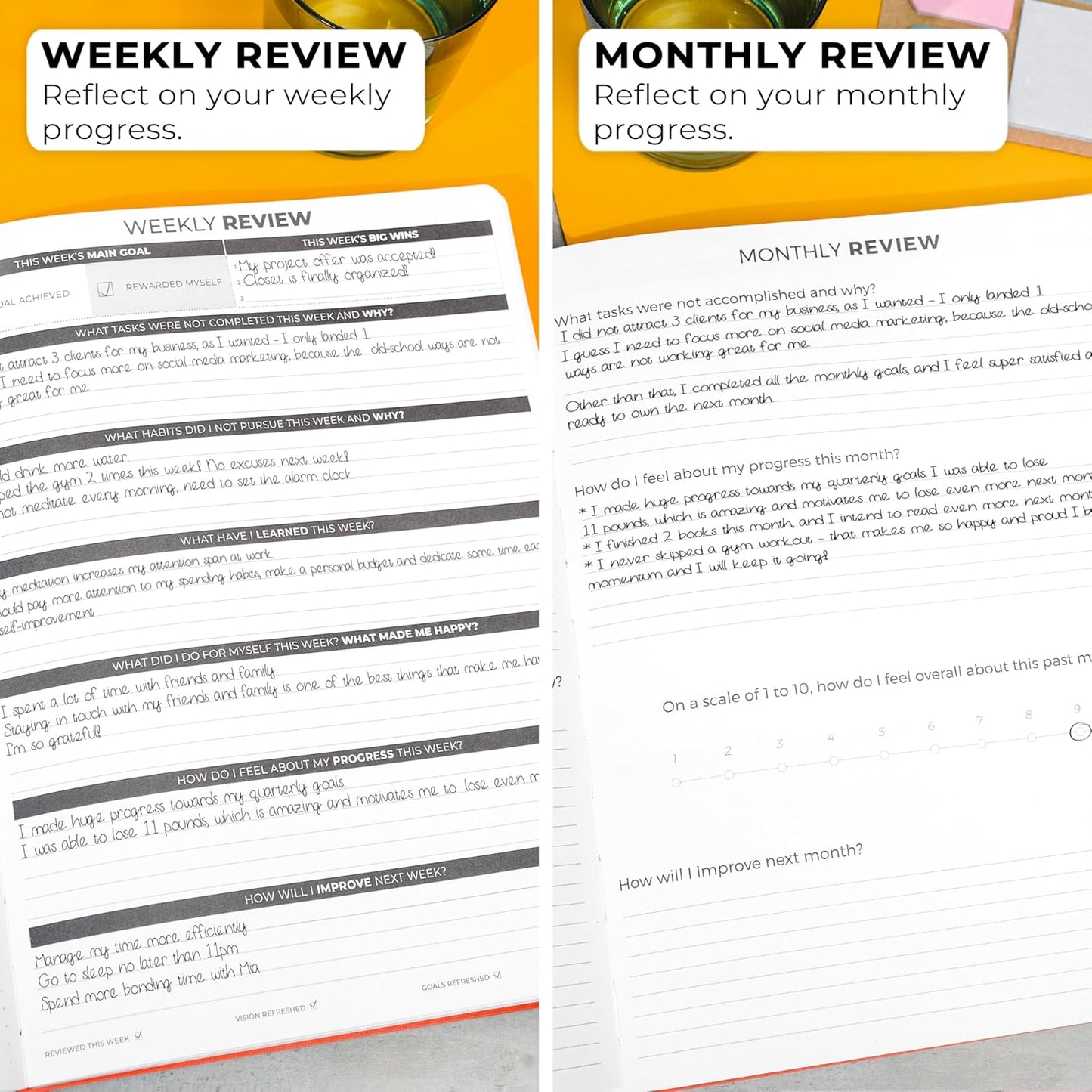 Clever Fox Planner Daily PRO - 8.5 x 11" A4 Size Daily Life Planner and Gratitude Journal to Increase Productivity, Time Management and Hit Your Goals - Undated - Lasts 3 Months (Orange)