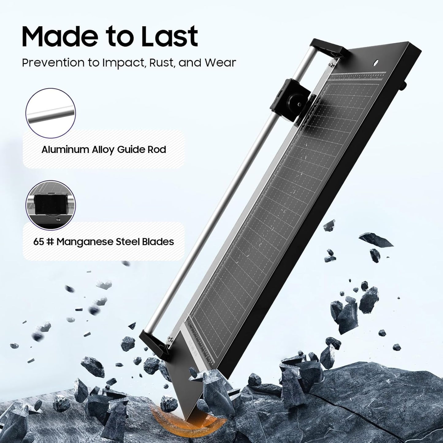 24 Inch Manual Precision Rotary Paper Trimmer, Metal Precision Paper Cutter with Pre-Printed Grids 0-60°Cutting Angle for Paper Less Than 1mm, Cutting Table 31.29 * 14.17 inches
