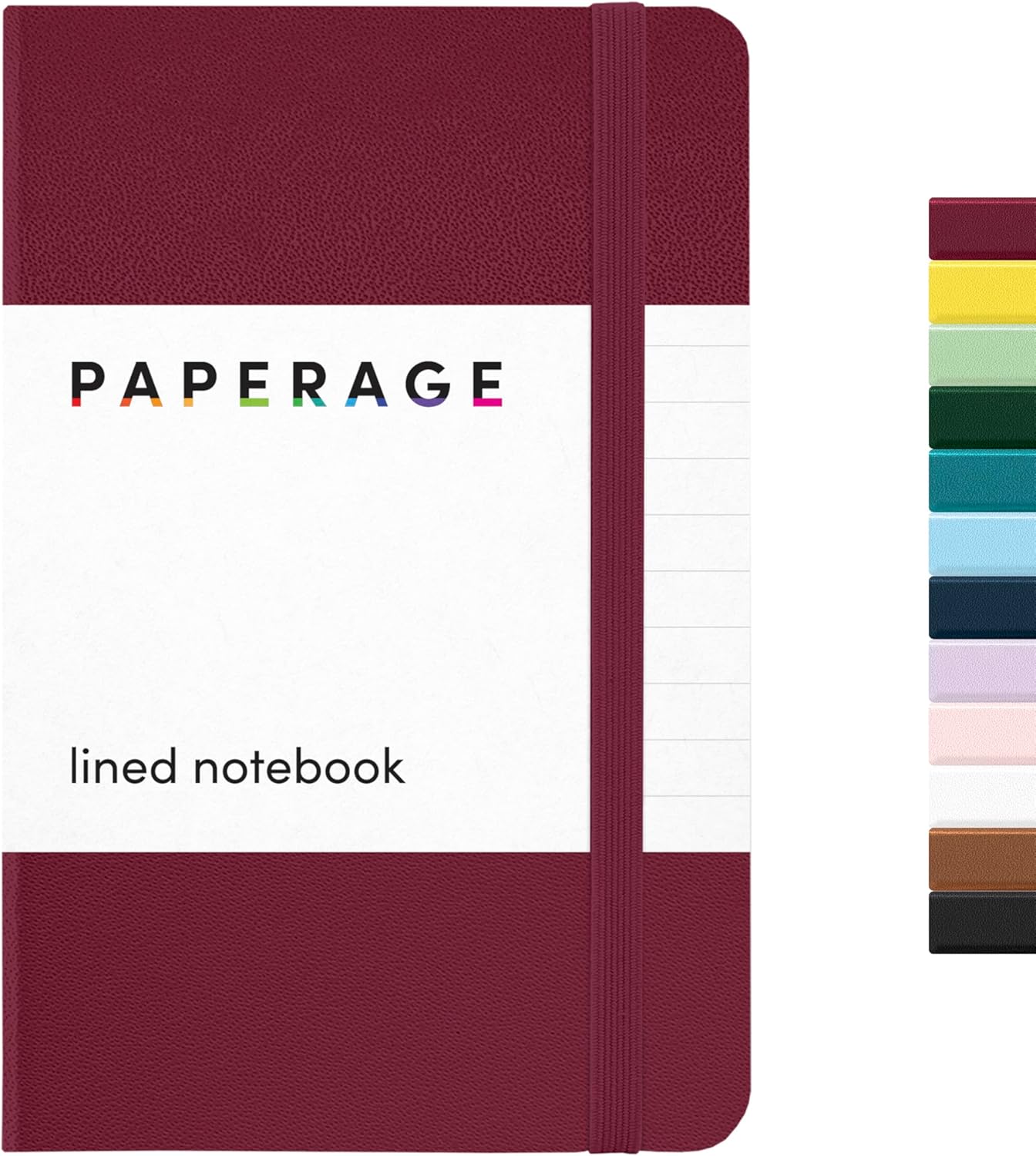 PAPERAGE Lined Pocket Journal Notebook, 1 Pack, (Burgundy), 160 Pages, Small, 3.6 inches x 5.6 inches - 100 GSM Thick Paper, Hardcover