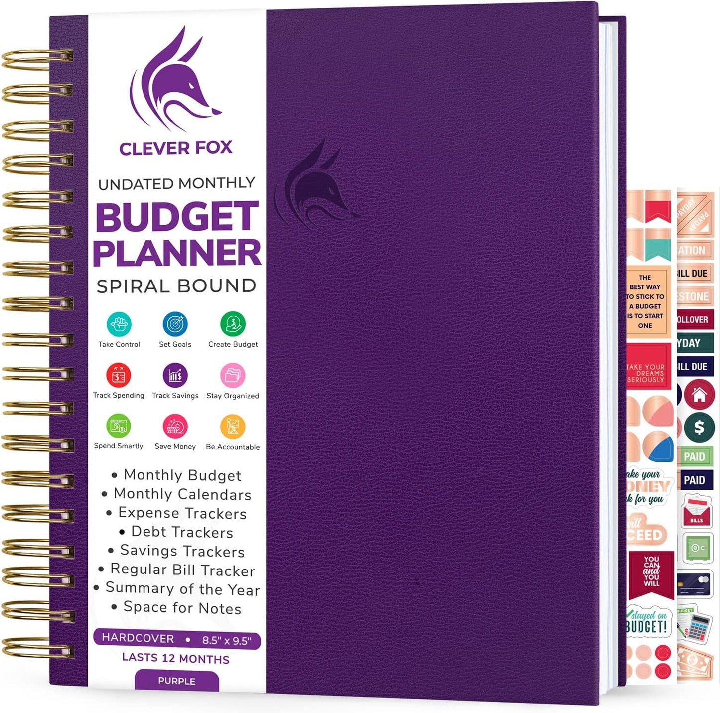 Clever Fox Budget Planner – Coiled Finance Book, Monthly Financial Journal, Budgeting Organizer & Expense Tracker Notebook, 8.5x9.5″ (Purple)