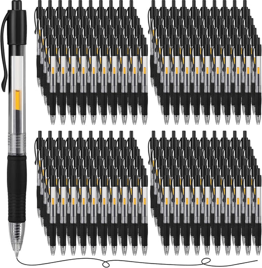 Jetec 300 Pcs Premium Gel Roller Pens Bulk, Fine Point 0.7 mm, Retractable Gel Ink Roller Ball Pens for Writing Journaling Taking Notes Office (Black)
