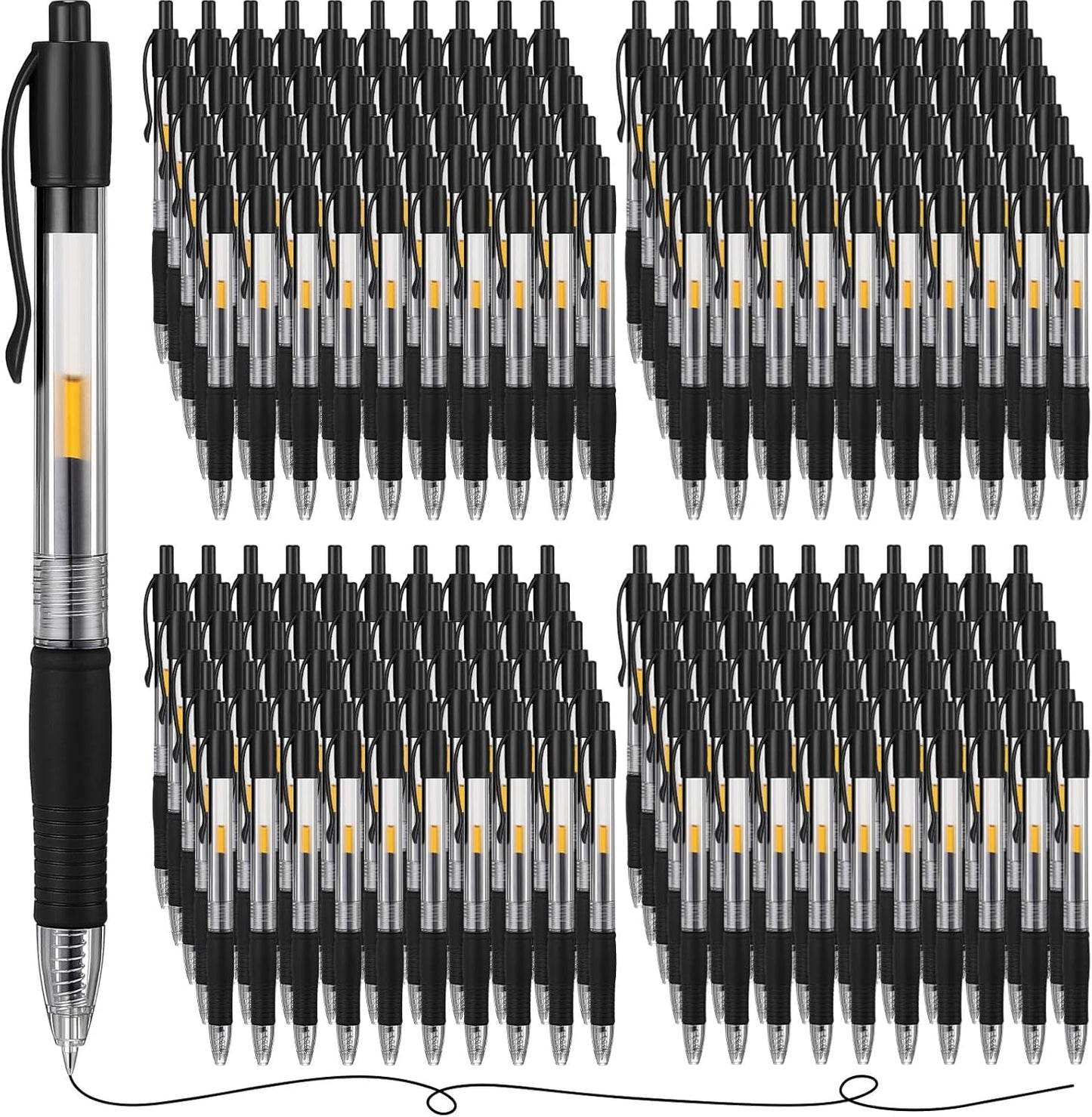 Jetec 500 Pcs Premium Gel Roller Pens Bulk, Fine Point 0.7 mm, Retractable Gel Ink Roller Ball Pens for Writing Journaling Taking Notes Office (Black)