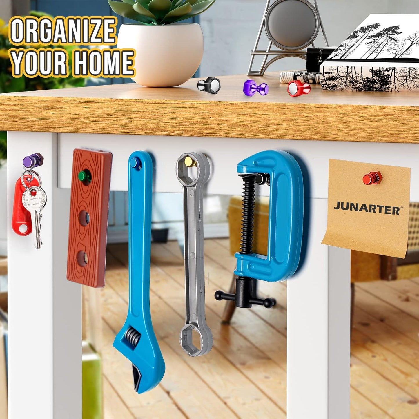 20 Pack Magnetic Push Pins, Gold Strong Fridge Magnets, Whiteboard Magnets, Refrigerator Magnets Strong, Dry Erase Board Magnets for Fridge, Whiteboard, Office, Kitchen, Map (Hexagon)