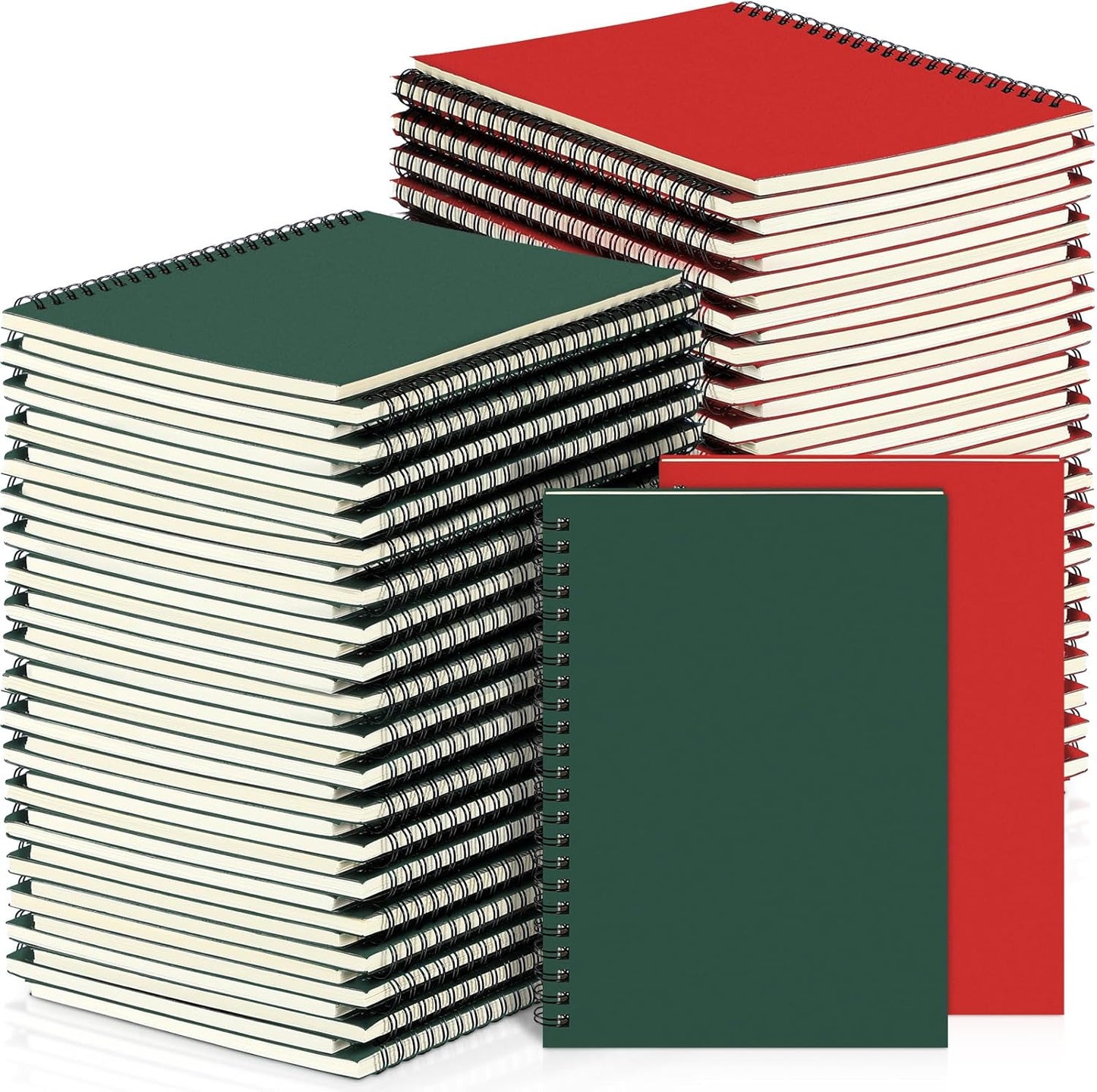 Yahenda Spiral Notebook Bulk A5 Journal Lined 8.3'' x 5.5'' Writing Composition Paper Small Notepad Subject Notebook for Students Office Business Back to School Supplies(Deep Green,Red,18 Pcs)