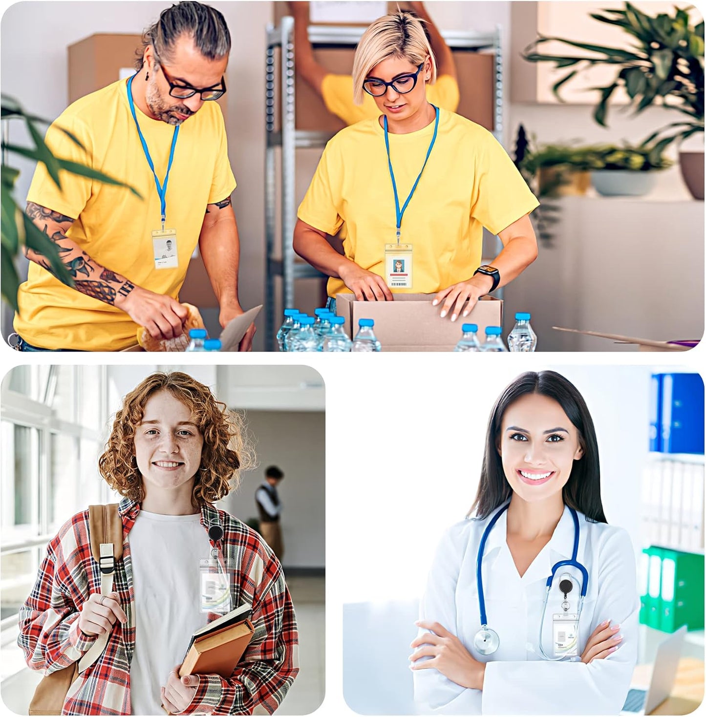 200 Pack Extra Thick ID Badge Holder Vertical Clear ID Card Holder with Waterproof Resealable Zip Name Tag Holder for Nurses, School and Office（ 2.25x3.5Inch）