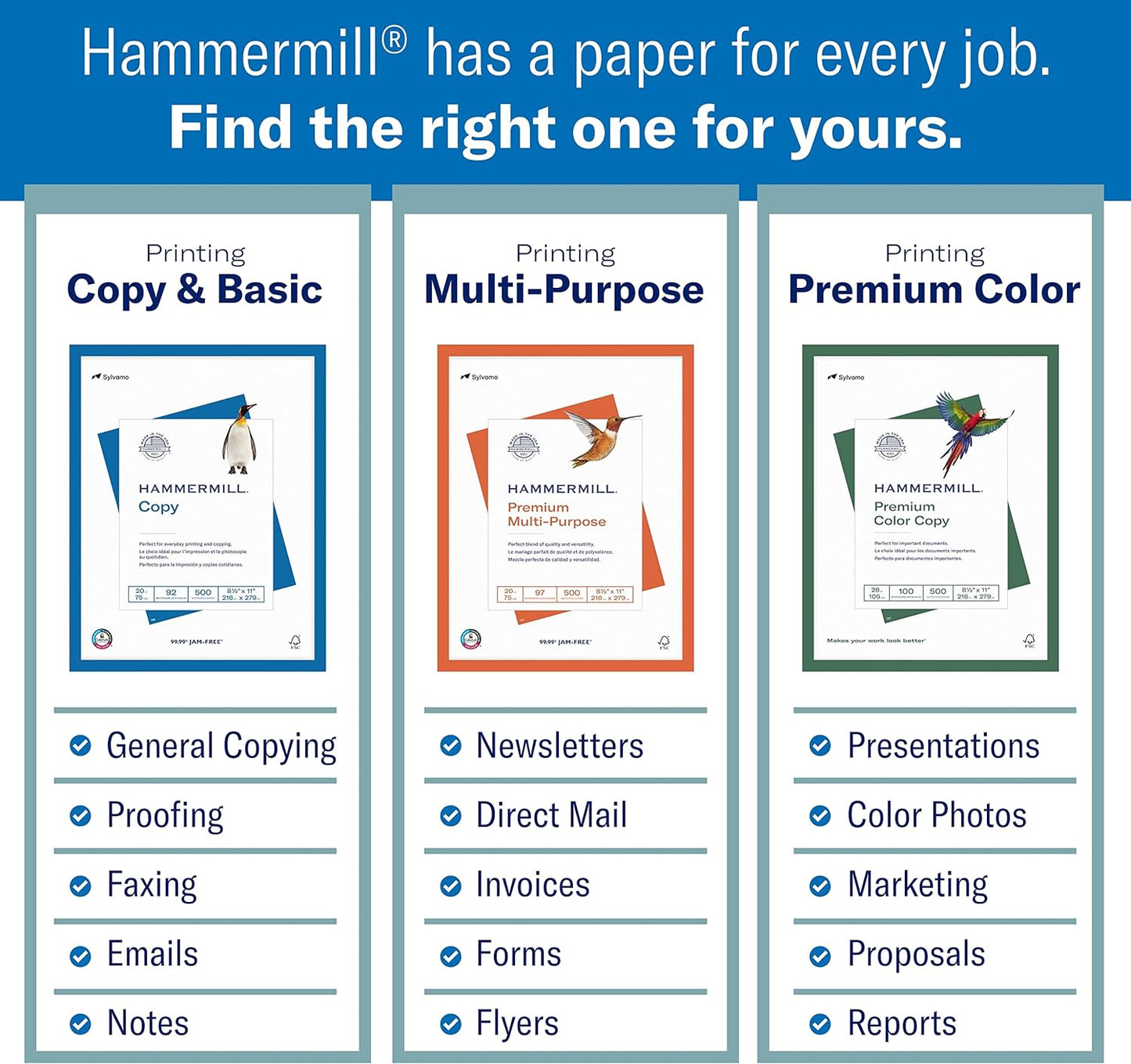Hammermill A4 Paper, 20 lb Copy Paper (210mm x 297mm) - 10 Ream (5,000 Sheets) - 92 Bright, Made in the USA, 105500C