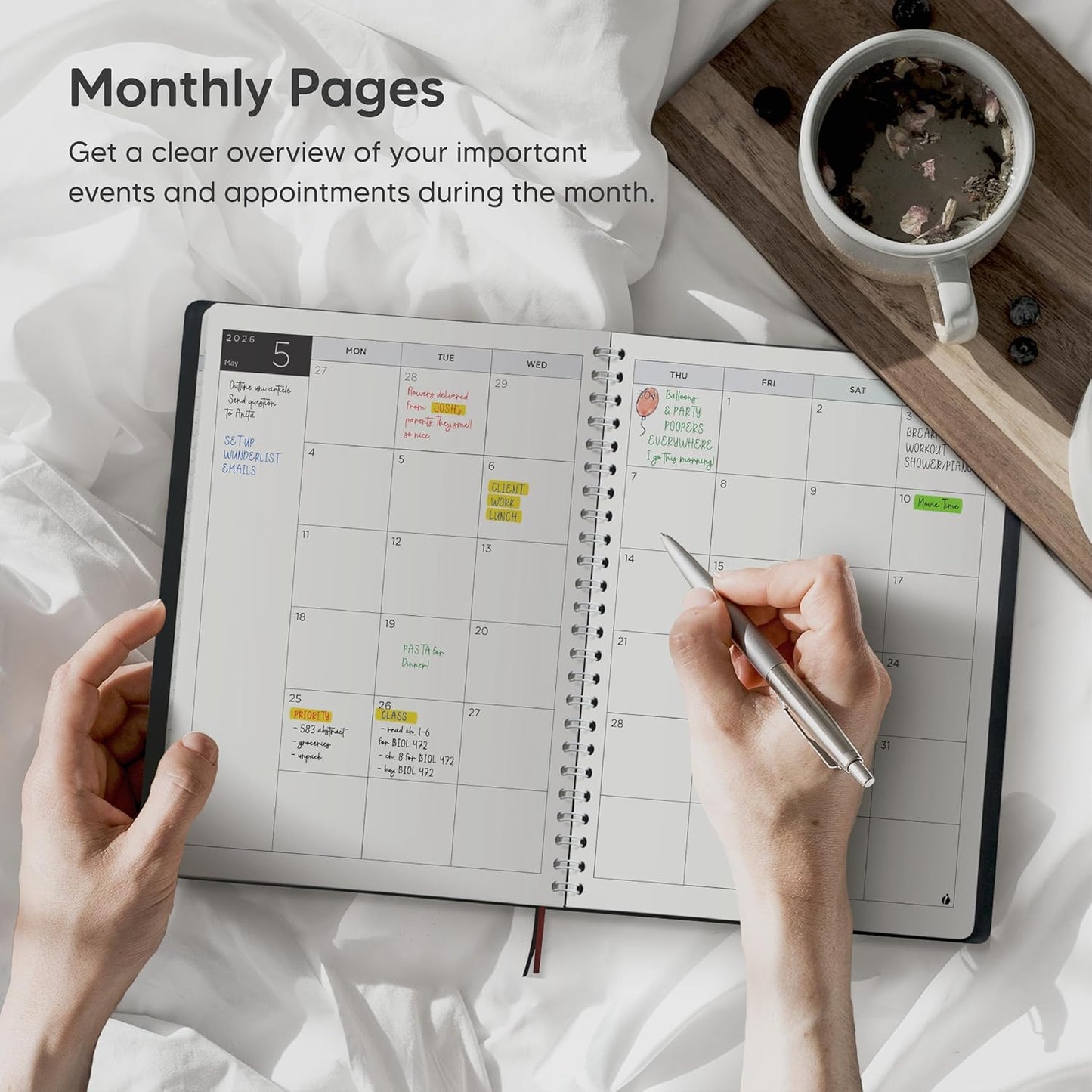 2026 Planner Weekly and Monthly – Hourly Appointment Book 2026 – Softcover, Twin-Wire Binding – Teacher Planner, Simple Design for Productivity - 6.5 x 8.5