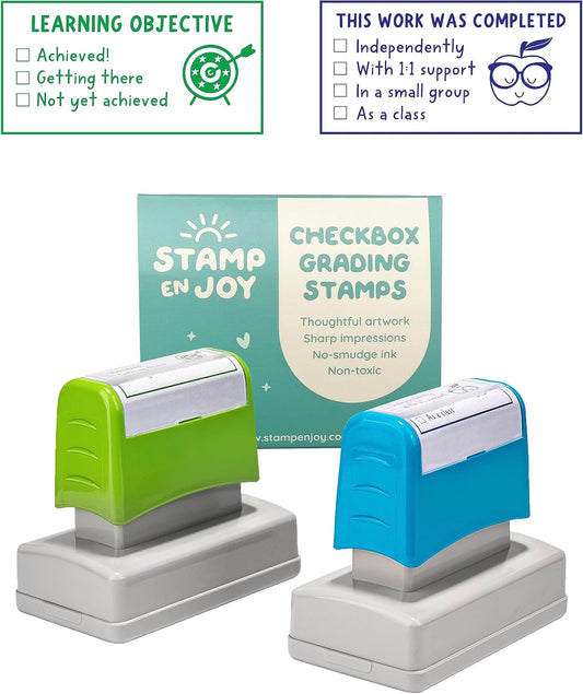 2 Self-Ink Flash Stamp Set, Multicolor Teacher Stamps for Classroom, Stamps for Teachers, Pre-Inked, Refillable Stamps