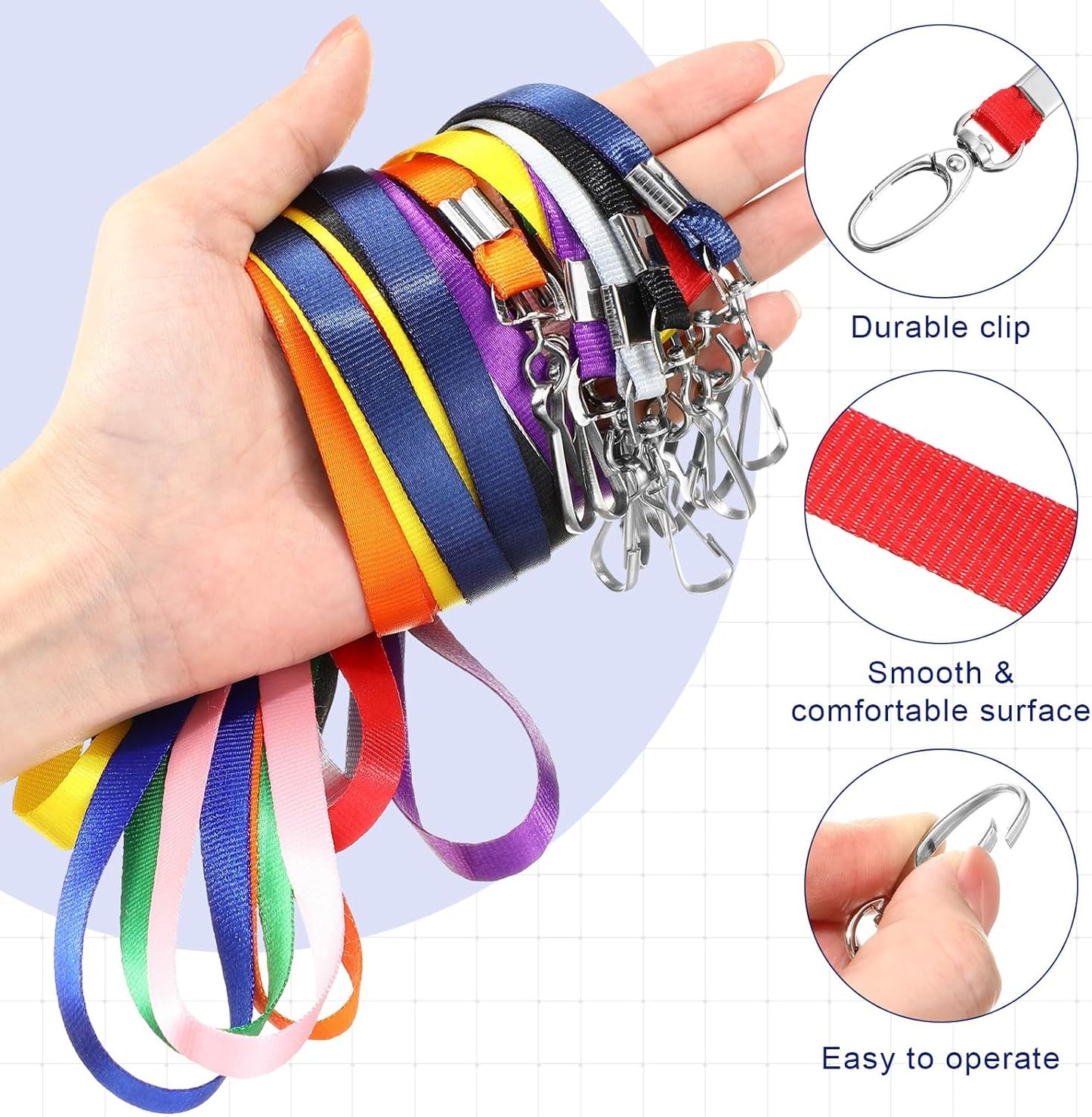 Harloon 150 Pcs Lanyards Breakaway Bulk Neck Flat Lanyard with Detachable Buckle and Clip Swivel Hooks for Badge Holder