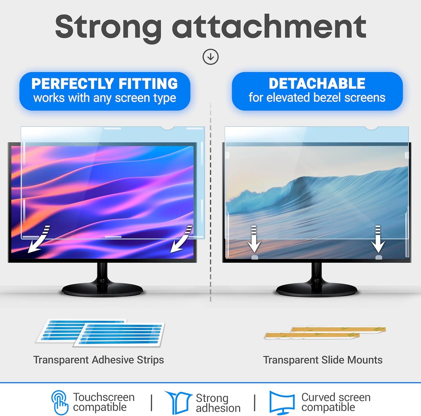 24 inch Anti-Glare Blue Light Blocking Screen Protector Panel for 16:9 Widescreen Computer Monitor and Laptop - PC Anti-UV Eye Protection Filter Film - Anti-Scratch Diagonal Frame Shield [2 Pack]