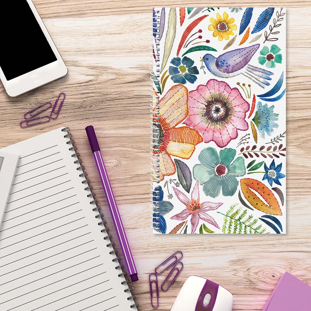 Current Embroidered Florals Password & PIN Keeper Book, 94 Pages, 5” x 8.5” Size Spiral Bound, Soft Cover Internet Organizer for Offline Website, Login, & Username Storage