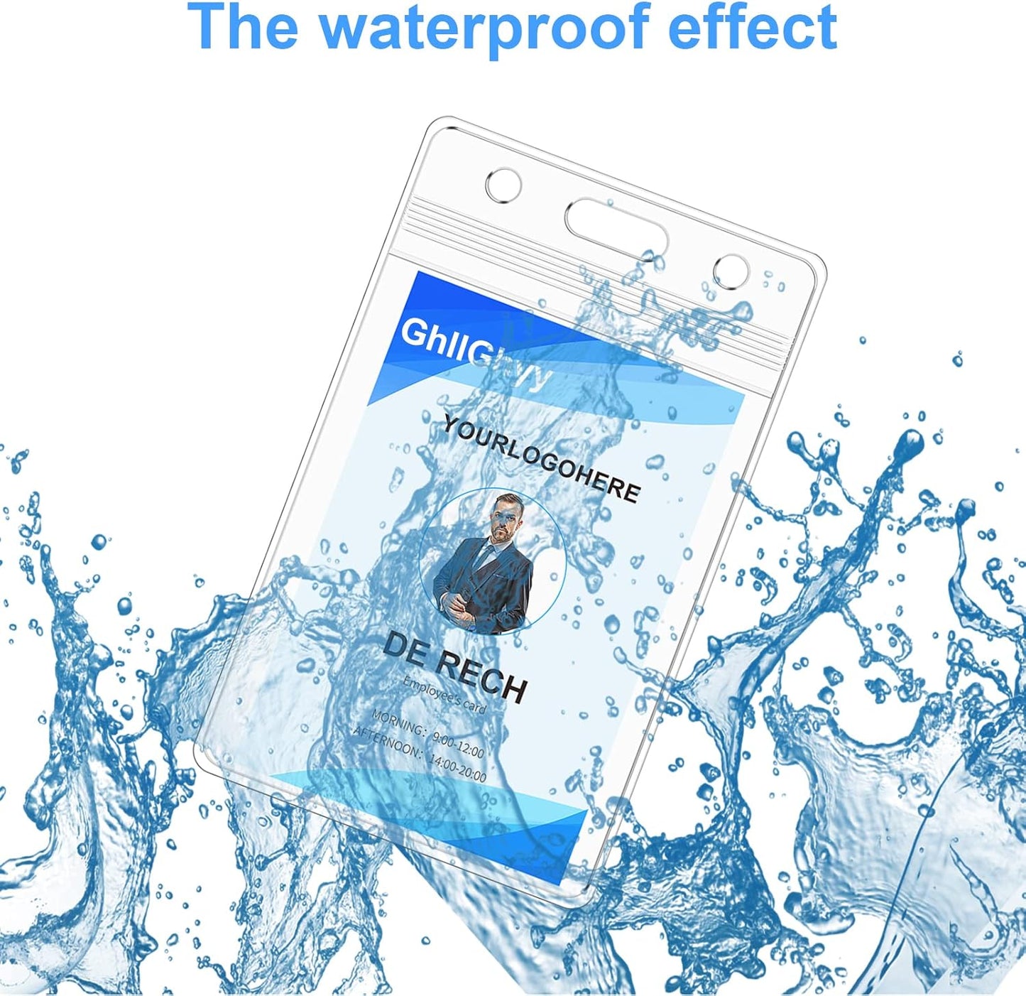 20 Pack Extra Thick Name Badge Holders, Heavy Duty & Sealable Waterproof Vertical ID Badge Holders, Durable Clear PVC Plastic Badge Sleeve for Credit Card/Shcool Work Badge/Room Key/RFID