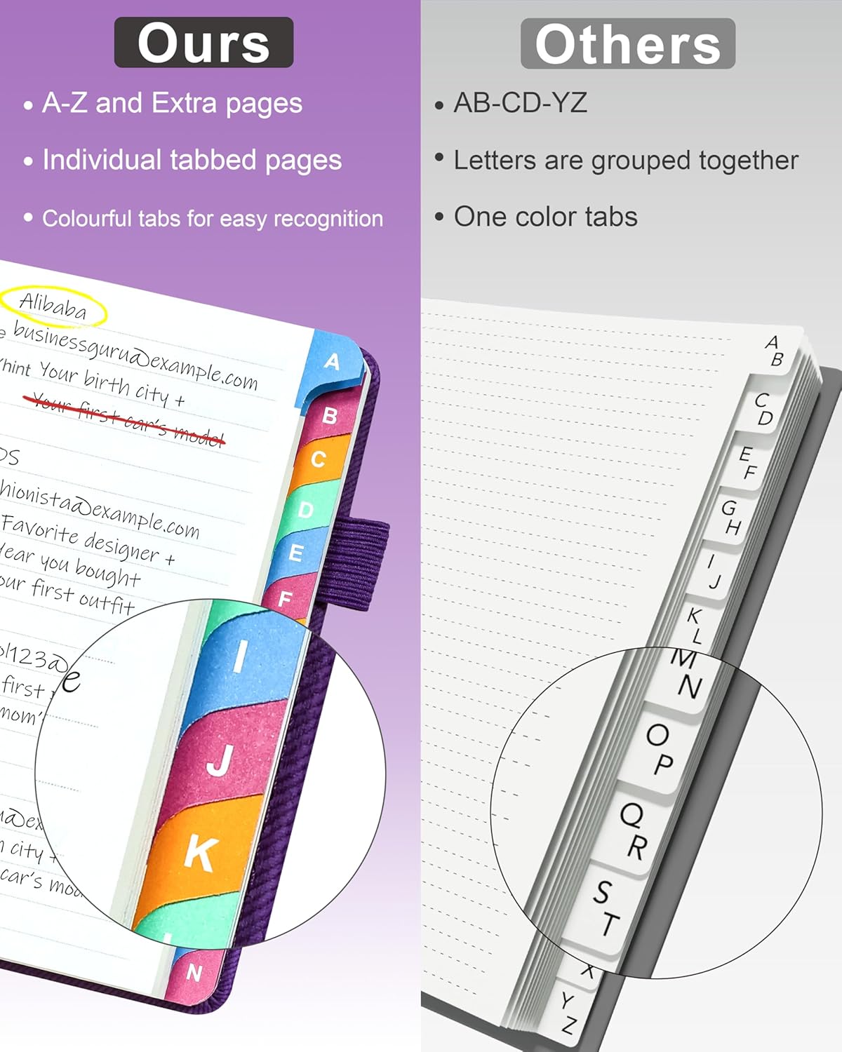 Password Keeper Book with Colorful Alphabetical Tabs, Hardcover Password Log-book for Internet Password and Website Address, 5.8"×8.4" Password Notebook for Home Office (Royal Purple, Medium (5.8 x 8.4 Inch))