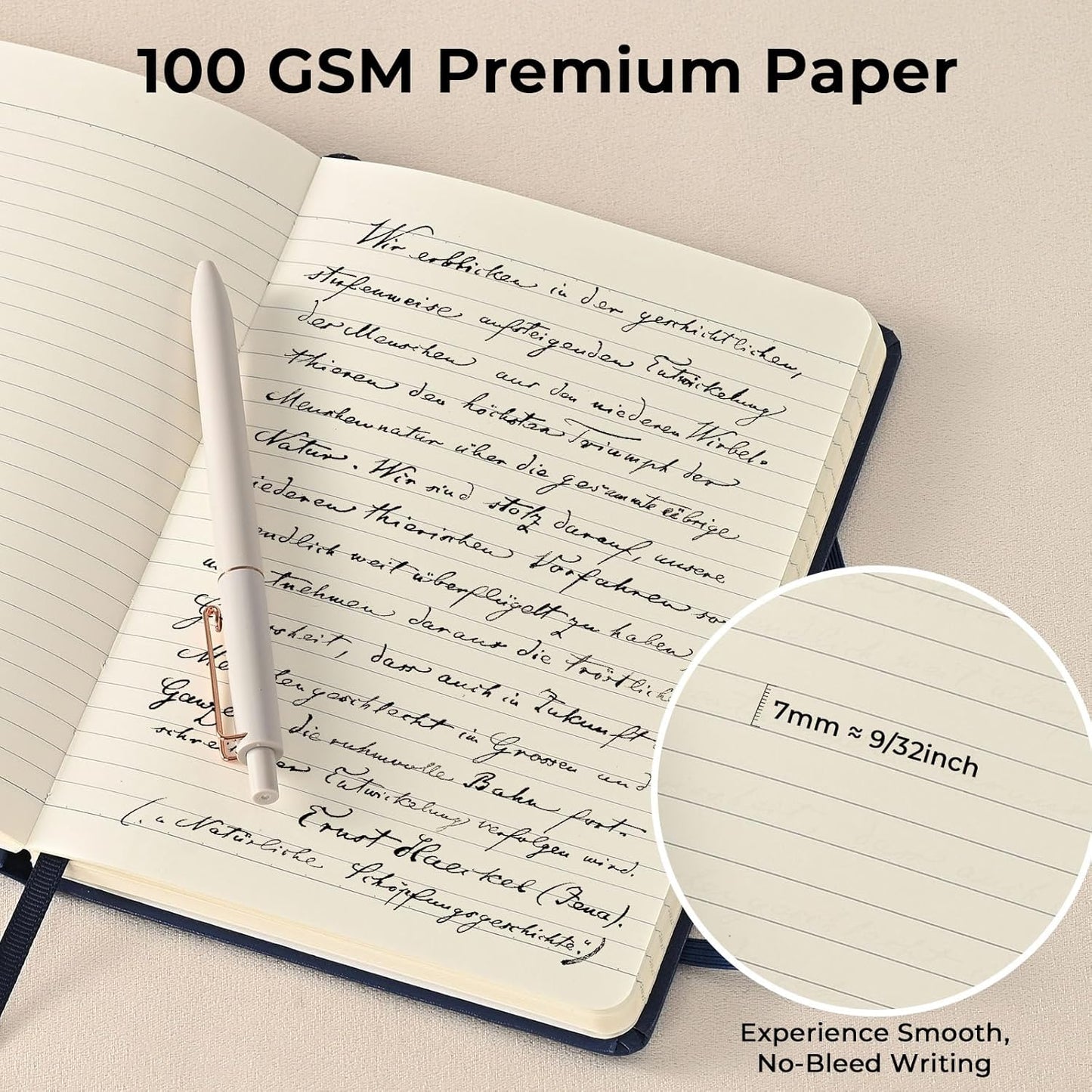 SUIN A5 Hardcover Notebook, 5.5" x 8.3", 100gsm, 160 Pages, Journal for Writing, Notebooks for work - No-Bleed Paper, Inner Pocket, Elastic Closure & Ribbon Bookmark (1, Black/Blue/Green)