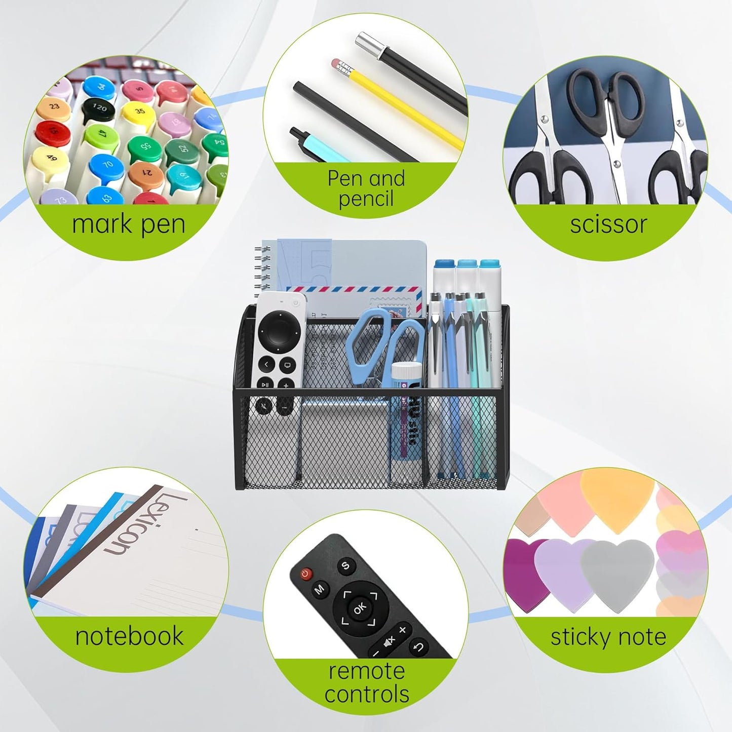 YINGHUA Strong Magnetic Pen Holder for Whiteboard and Refrigerator 3 Compartments Metal Mesh Organizer Space Saving Shelf for Office School Home and Locker - Black