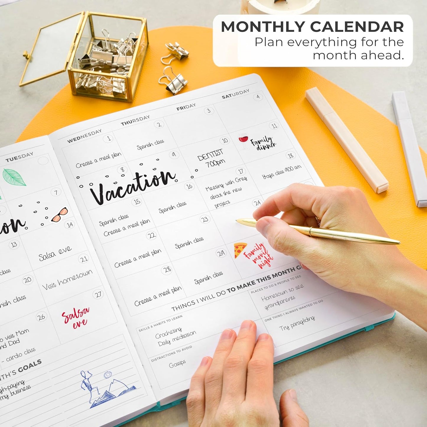 Clever Fox Planner PRO Light – Weekly & Monthly Life Planner to Increase Productivity, Time Management and Hit Your Goals, 8.5x11″ (Turquoise)