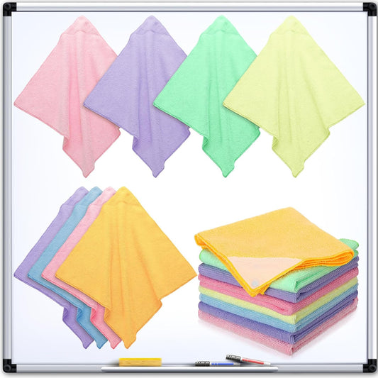 Gerrii 8 Pcs Magnetic Cleaning Cloth Dry Erasers for White Boards Compatible with Most Whiteboards Dry Erase Reusable Microfiber Cloth Eraser 12 x 12 Inch(Pastel Color)