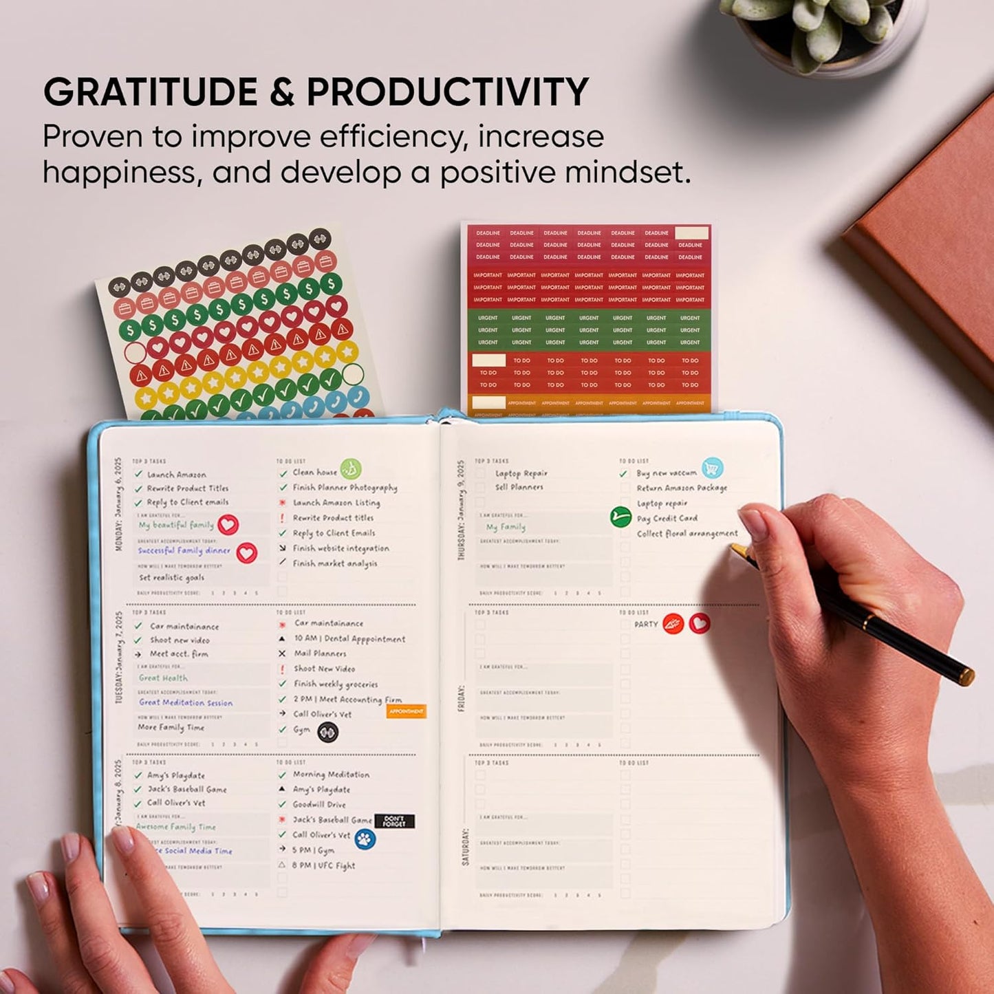 PRODUCTIVITY STORE Pro - Undated, 2025 Planner, 5.8” x 8.3” - The #1 Productivity Planner to Achieve Your 2025 Goals - Planner 2025-2026 - Blue - A5