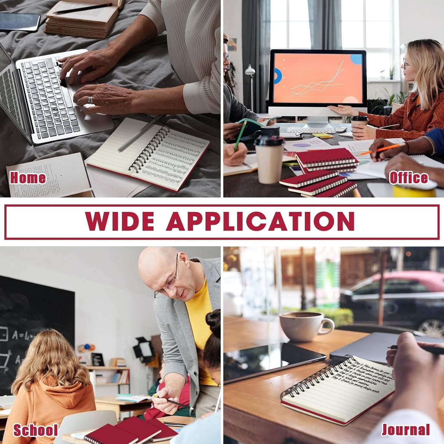 Jutom 18 Pcs Small Spiral Notebooks Memo Pads 3x5 Bulk Small Pocket Notebooks Mini Notepads with Lined Pages Mini Journals for Office Back to School Work Writing Supplies, 120 Pages (Red)