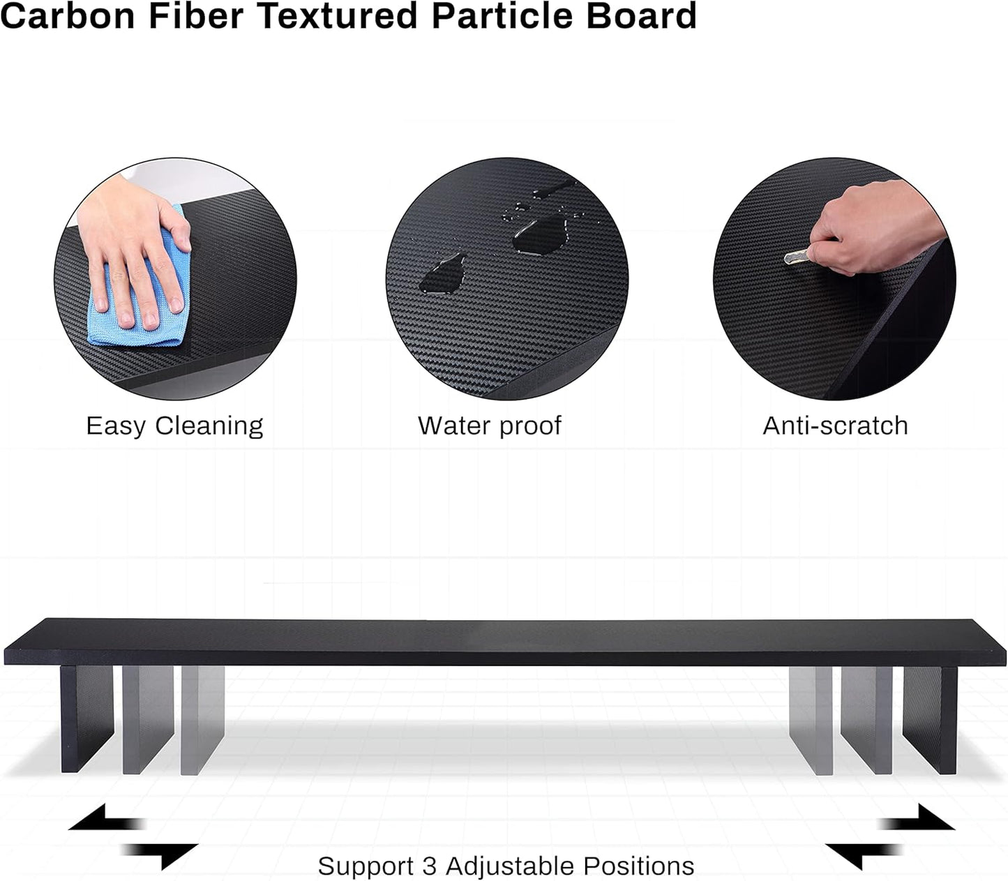 EUREKA ERGONOMIC Dual Monitor Stand - Adjustable Legs, Dual Monitor Riser, Carbon Fiber Computer Monitor Stand, Desktop Organizer, Monitor Stand Riser for PC, Computer, Laptop (Black)