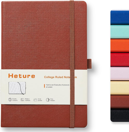 Hardcover Notebooks, A5 Lined Journals Notebook for Writing 160 Pages, 8.2 x 5.5 inch, Classic Ruled Notebooks for College/Work/Travel(Brown 1 Pack)