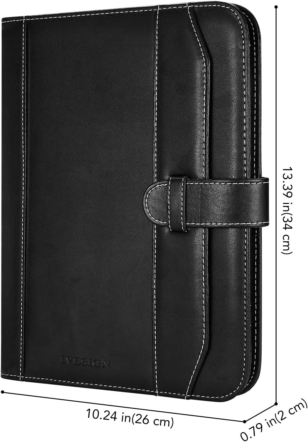 IVESIGN Leather Portfolio Notebook with Folder，Storage Clipboard with Cover for Legal Pad Holder Letter Size A4 Writing Pad for Business School Office Resume Conference Notepad Clip Boards(Black)