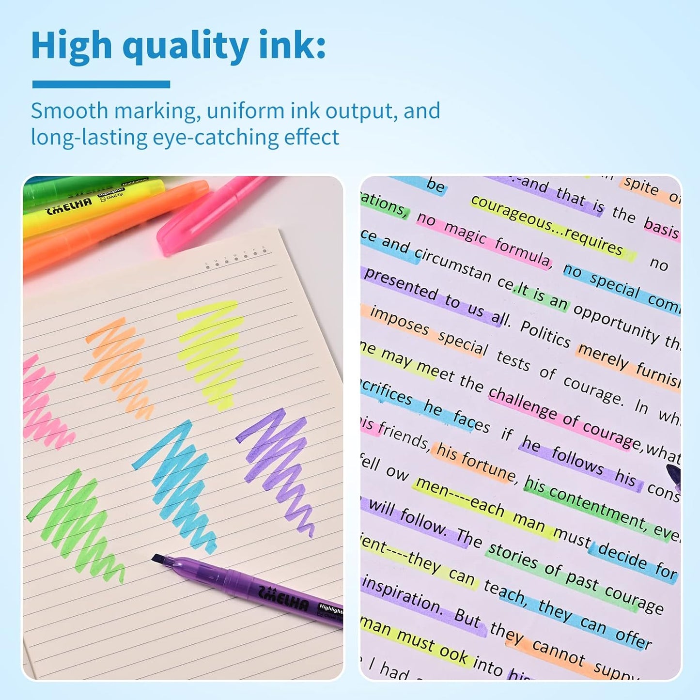 SMELHA Highlighters - 100 Pack Assorted Colors, 6 Colors Bulk, Chisel Tip, Quick Dry, Suitable for Offices, Schools, Home